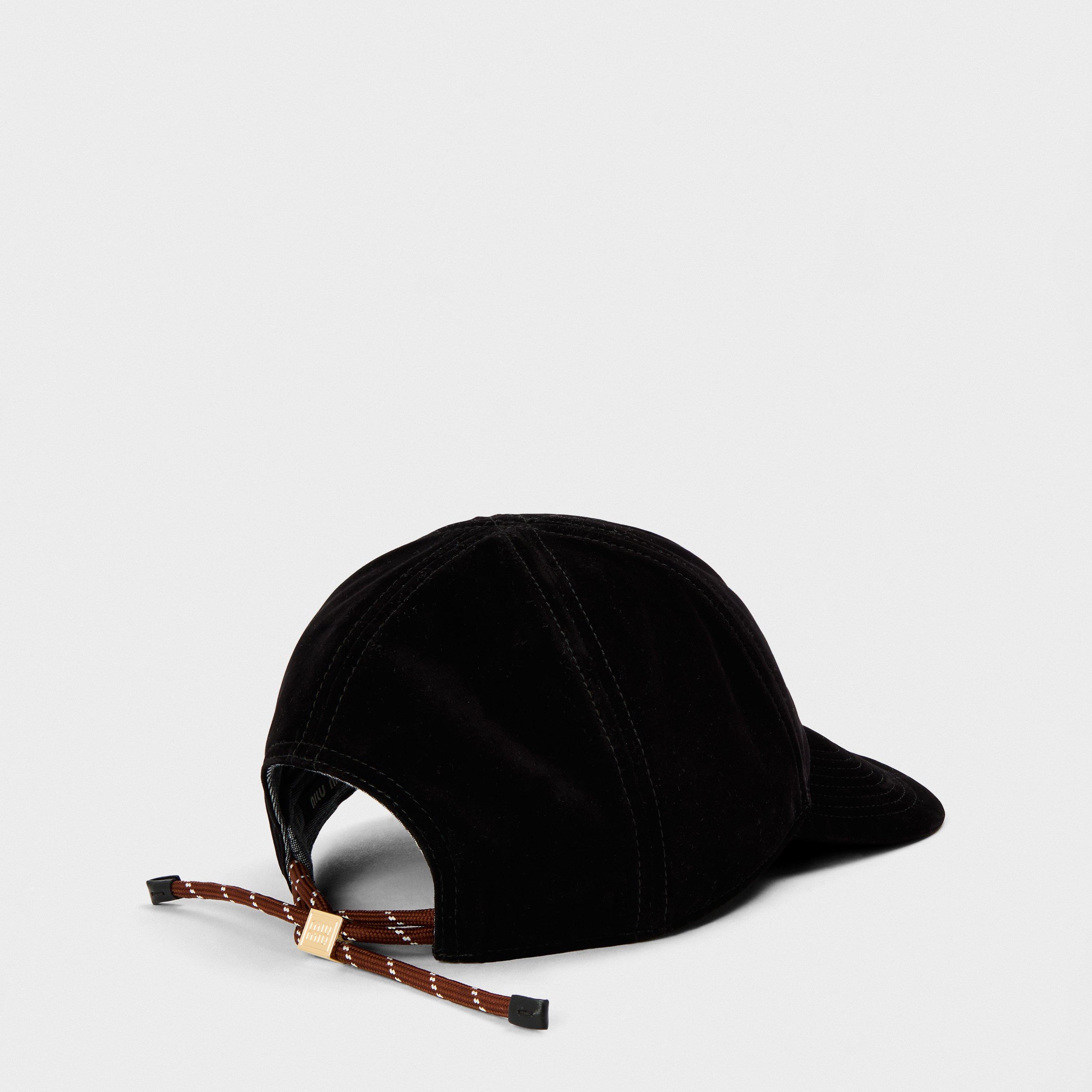 Nero/Tabacco - Miu Miu - Womens Velvet Baseball Cap - 2