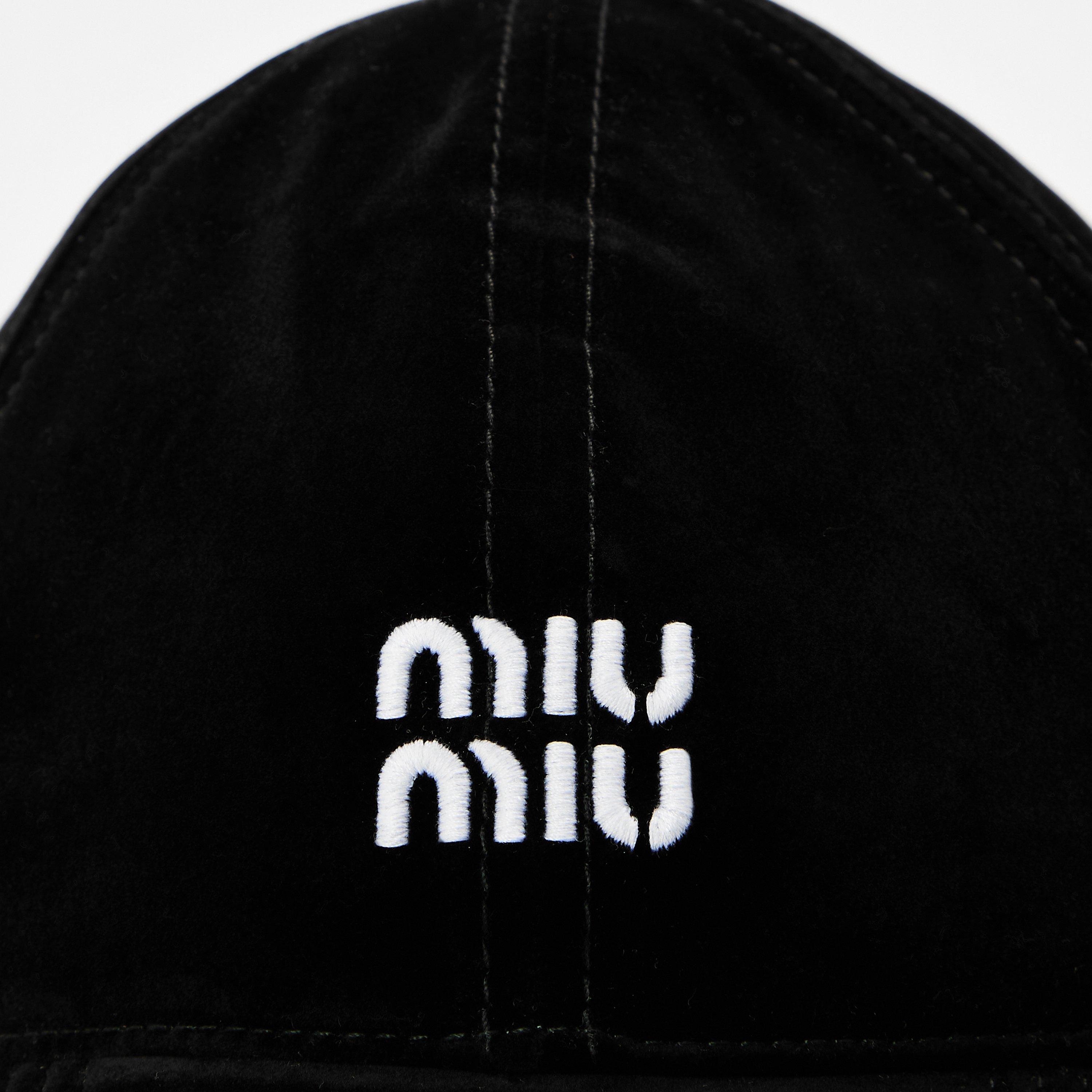 Nero/Tabacco - Miu Miu - Womens Velvet Baseball Cap - 4