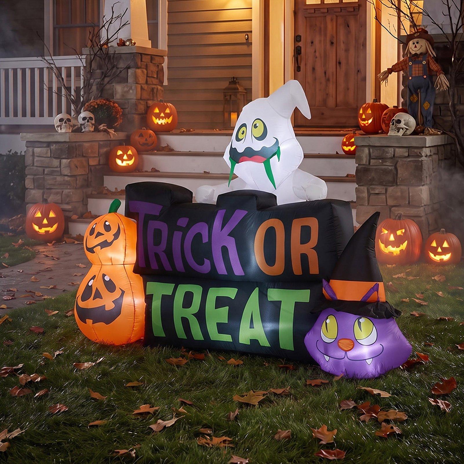 Multi - LIFE IDEAS - 5.3FT Halloween Inflatable Pumpkin Ghost Cat - 1