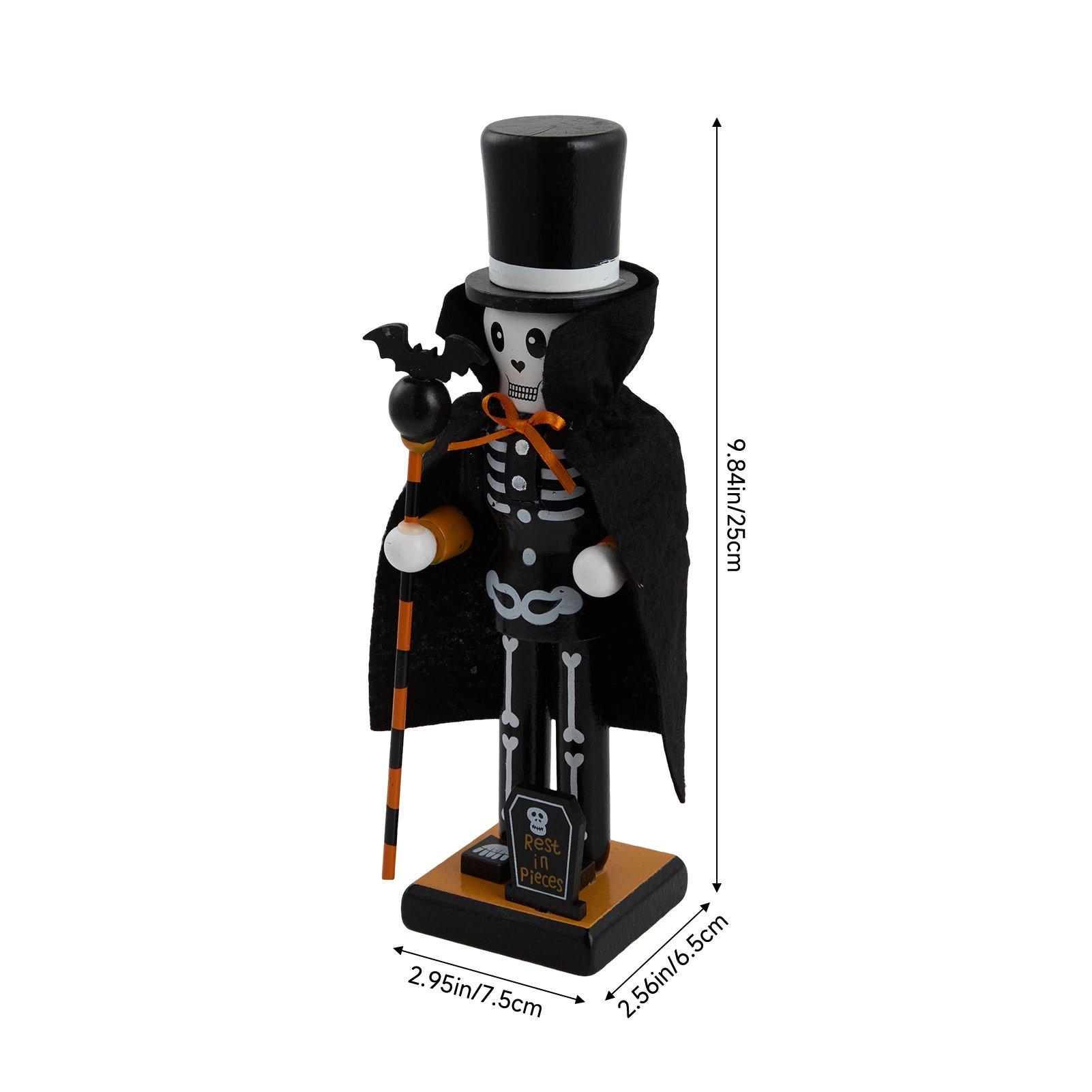 Black - LIFE IDEAS - Halloween Wooden Skull Nutcracker Figurine - 2