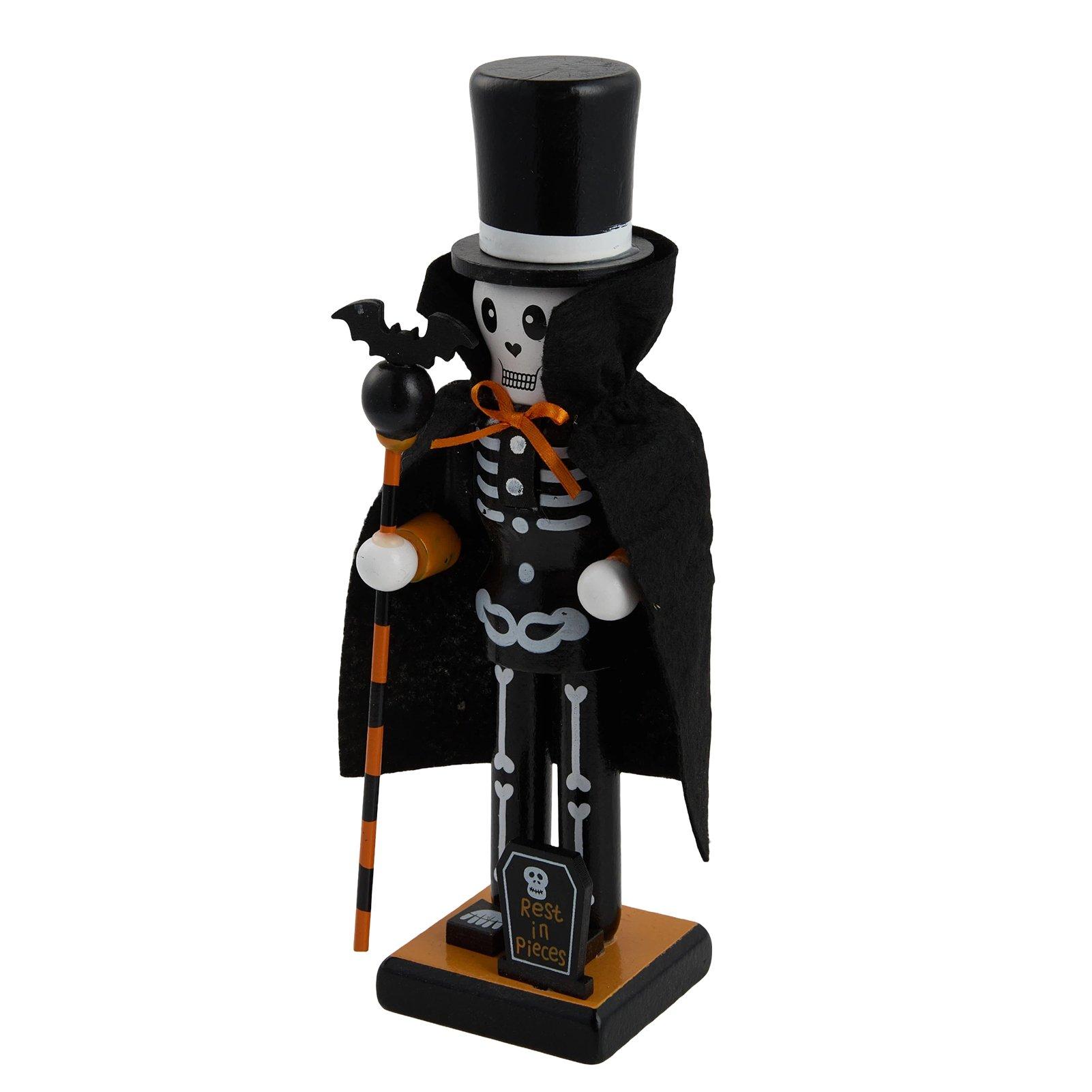 Black - LIFE IDEAS - Halloween Wooden Skull Nutcracker Figurine - 4