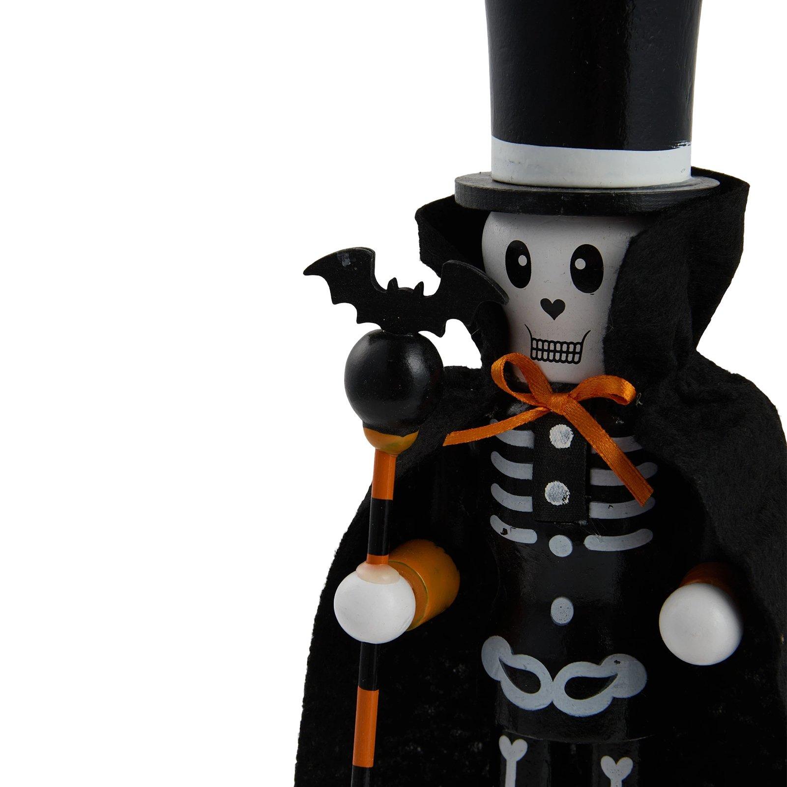 Black - LIFE IDEAS - Halloween Wooden Skull Nutcracker Figurine - 6