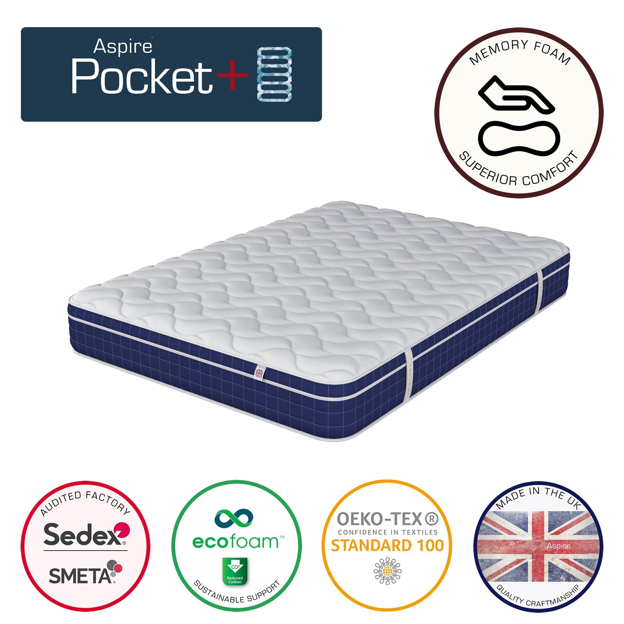 White - Aspire - Invigorate Pocket Memory Foam Hybrid Mattress - 2