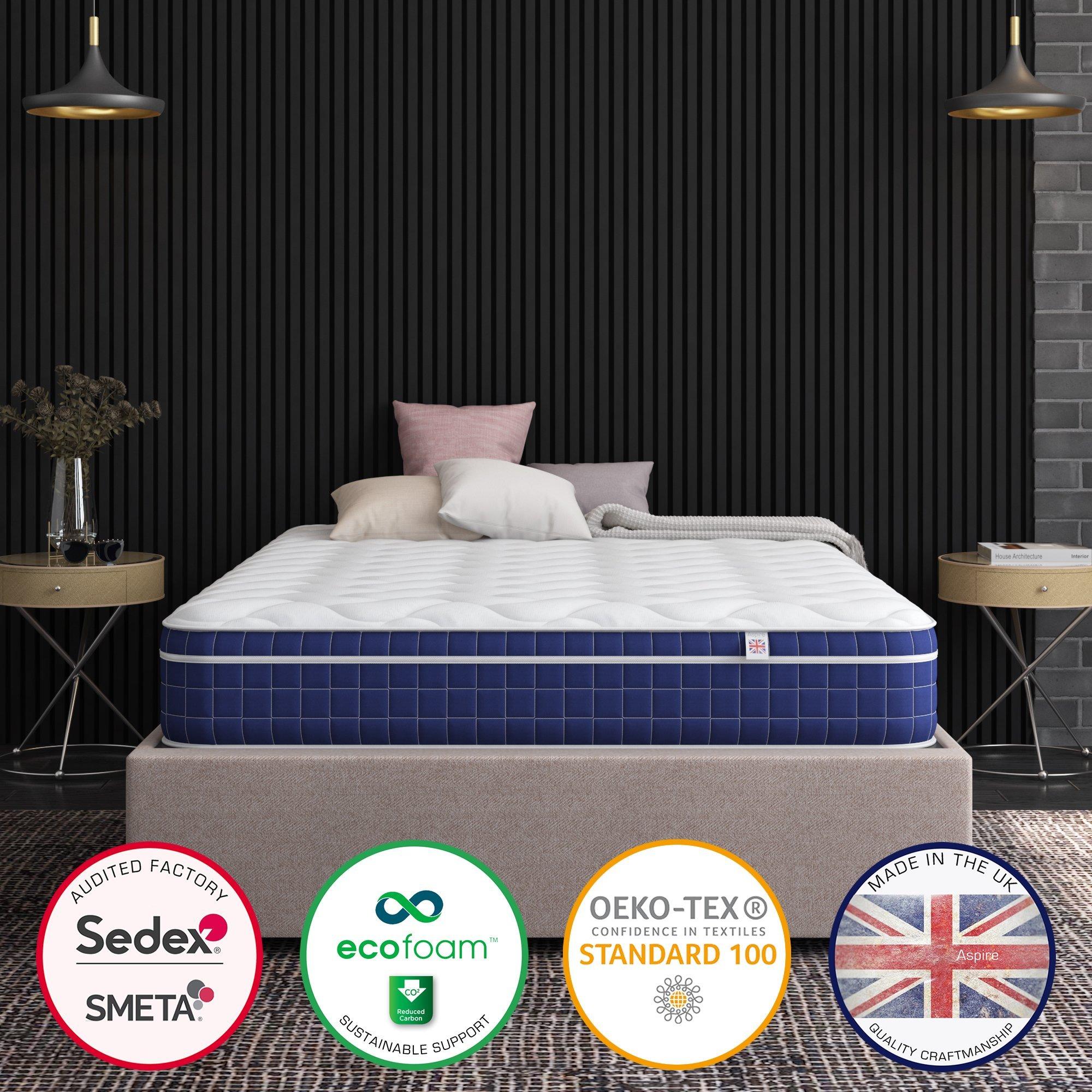 White - Aspire - Invigorate Pocket Memory Foam Hybrid Mattress - 6