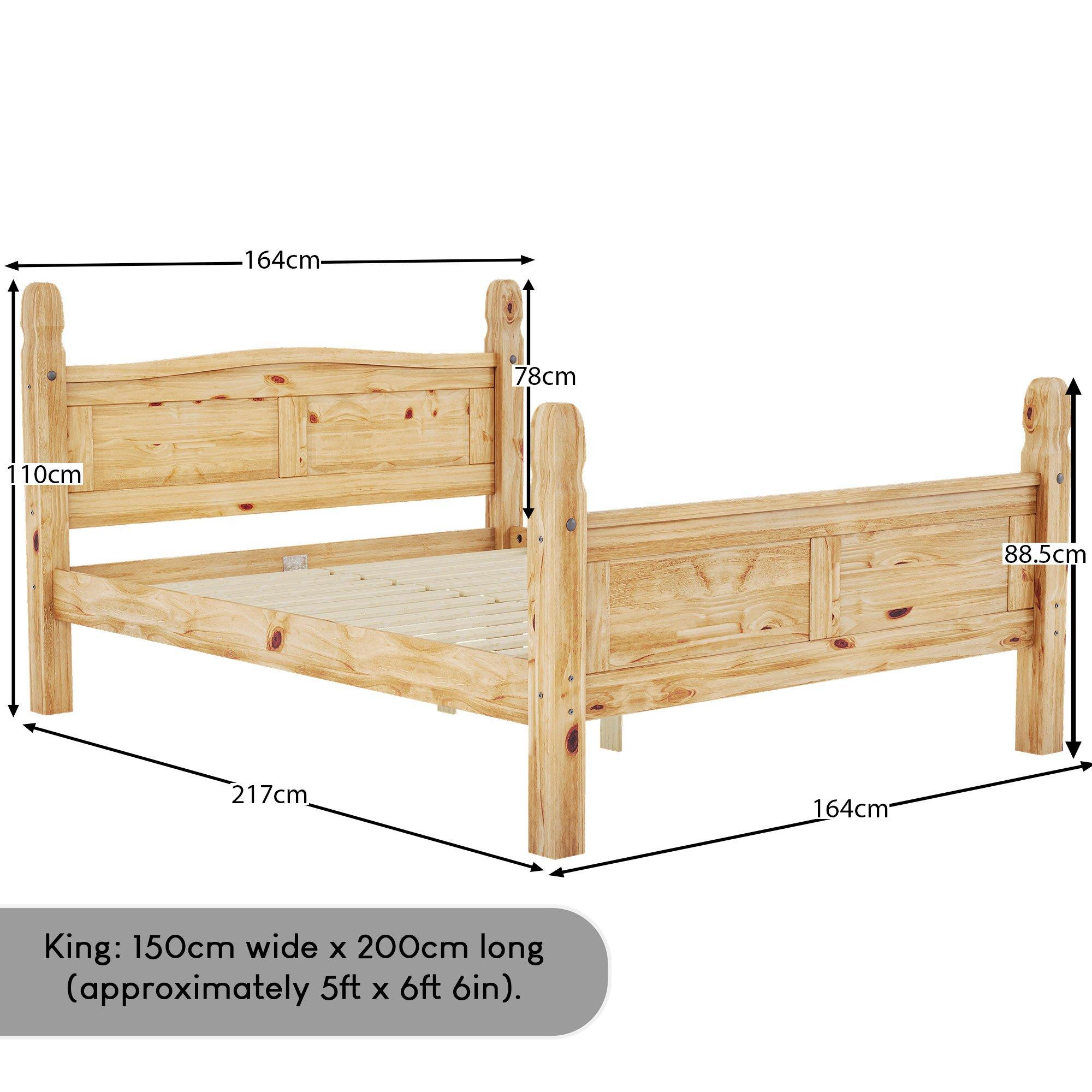 Pine - Lassic - Corona High Foot King Wooden Bed & Mattress Set - 2
