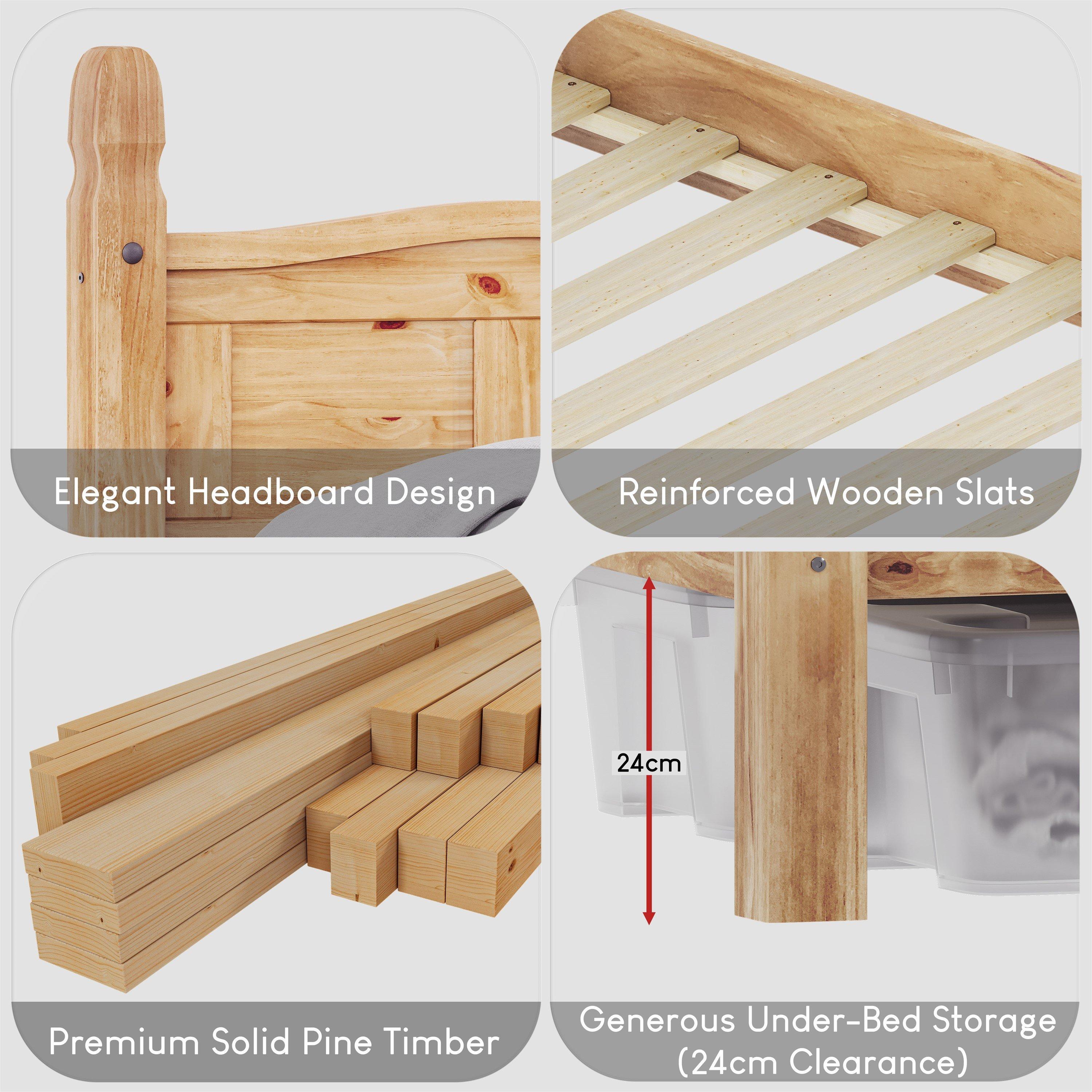 Pine - Lassic - Corona High Foot King Wooden Bed & Mattress Set - 4