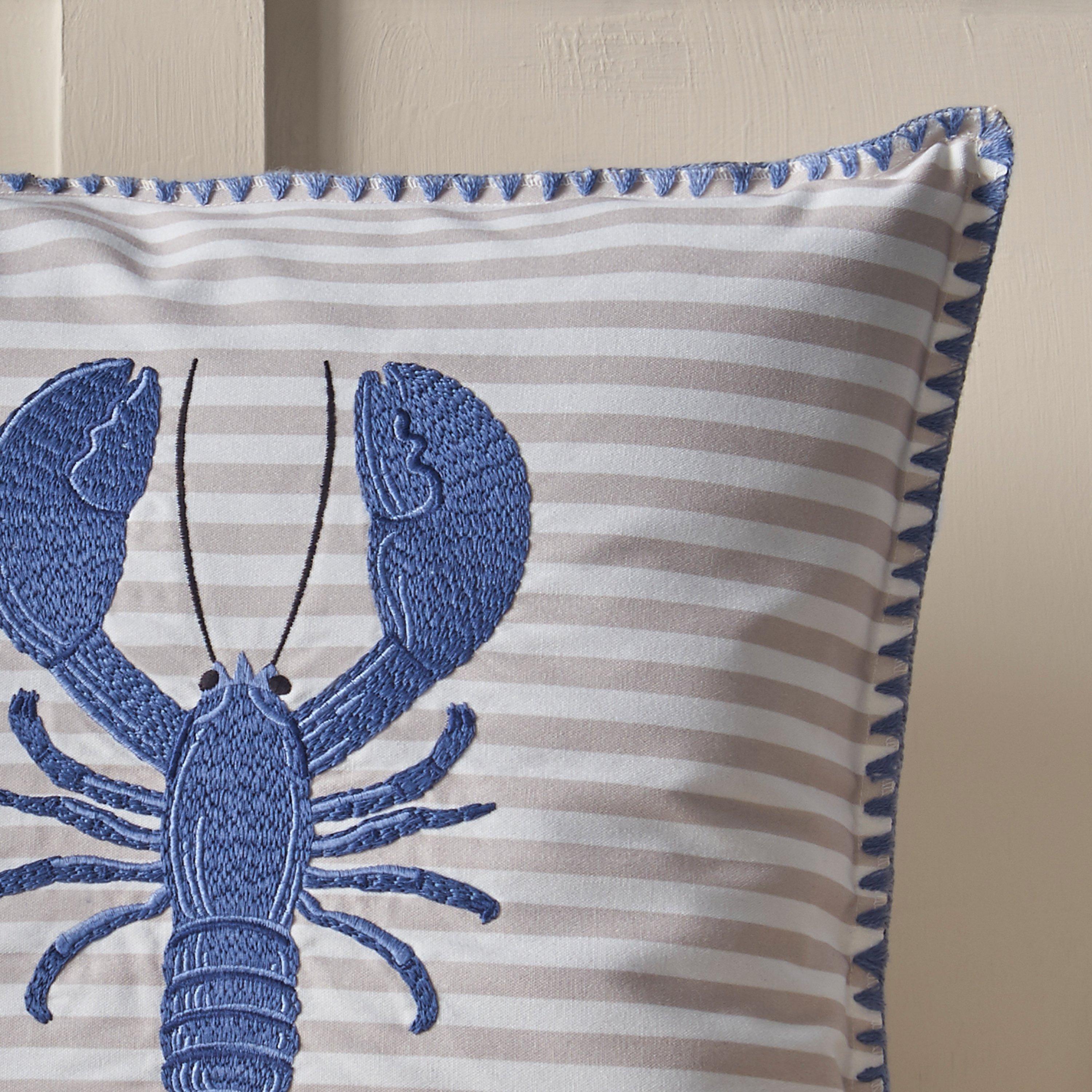 Blue - Catherine Lansfield - Lobster Embroidered Cushion - 2