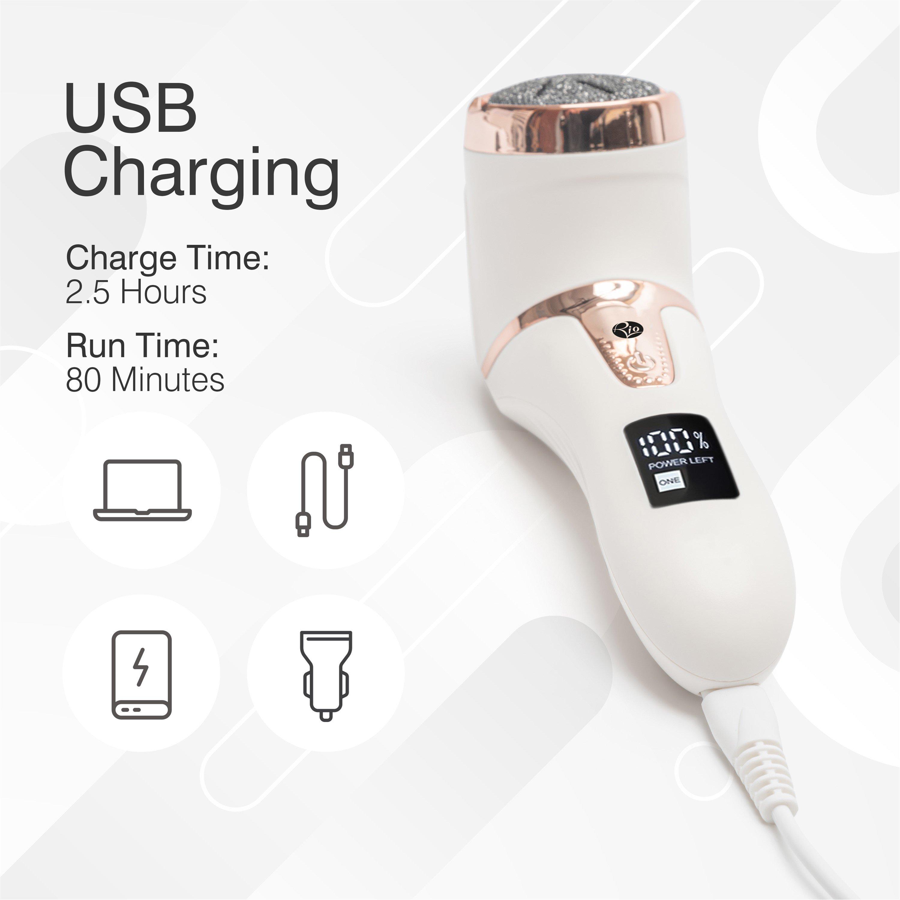 White - Rio - RioGo Smooth Electric Foot File with Vacuum Action - 5