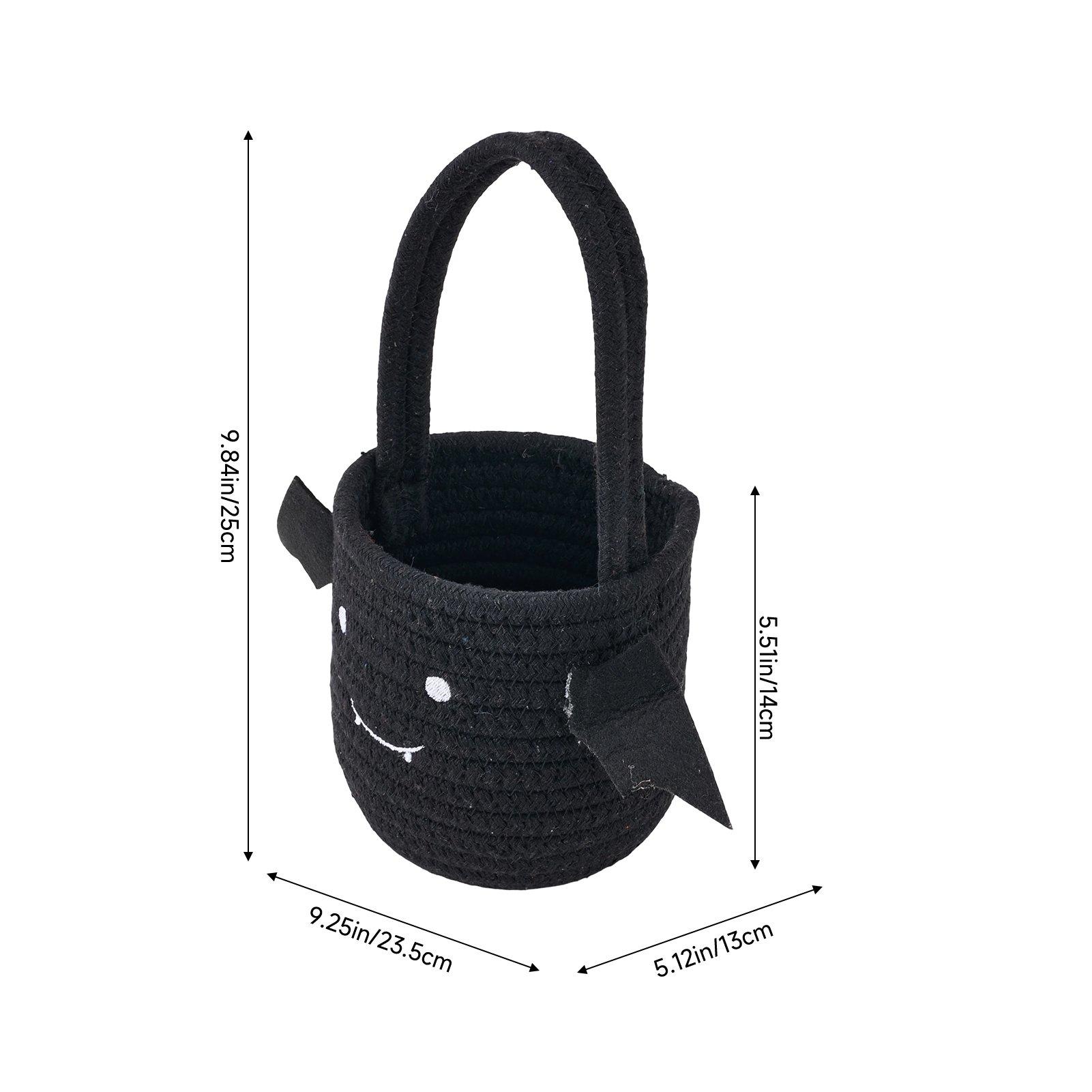 Black - LIFE IDEAS - Halloween Cotton Rope Bat Candy Basket - 2