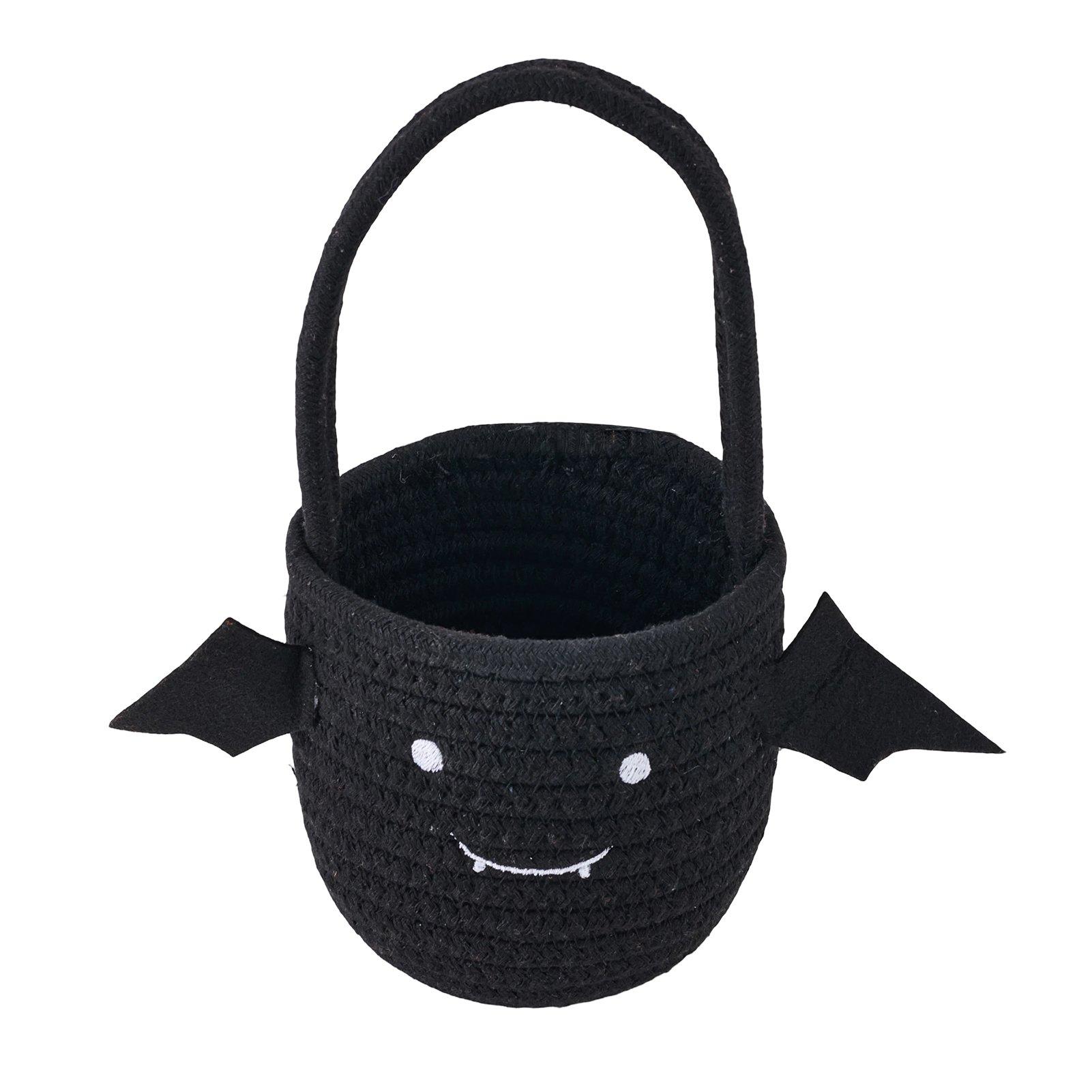Black - LIFE IDEAS - Halloween Cotton Rope Bat Candy Basket - 3