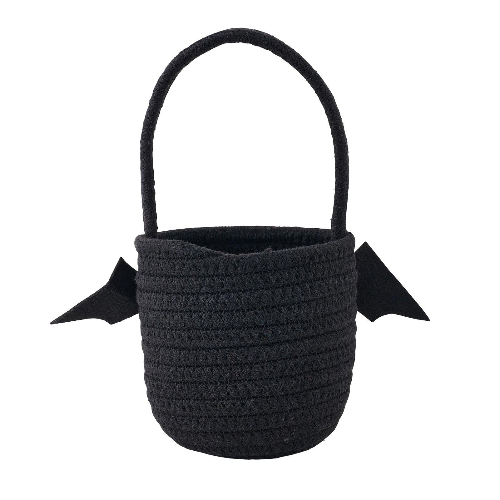 Black - LIFE IDEAS - Halloween Cotton Rope Bat Candy Basket - 4