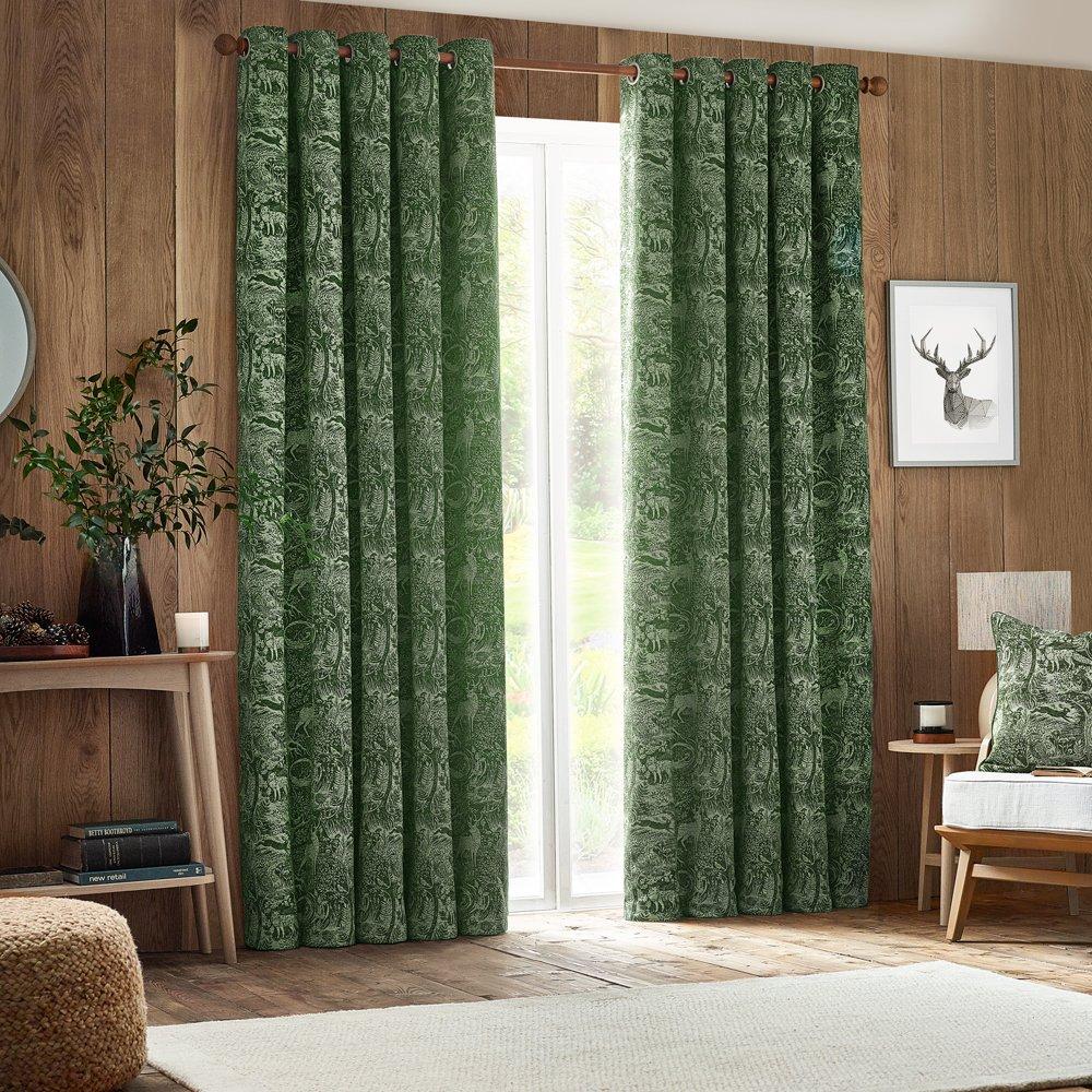 Emerald - furn. - Winter Woods Animal Chenille Eyelet Curtains - 6