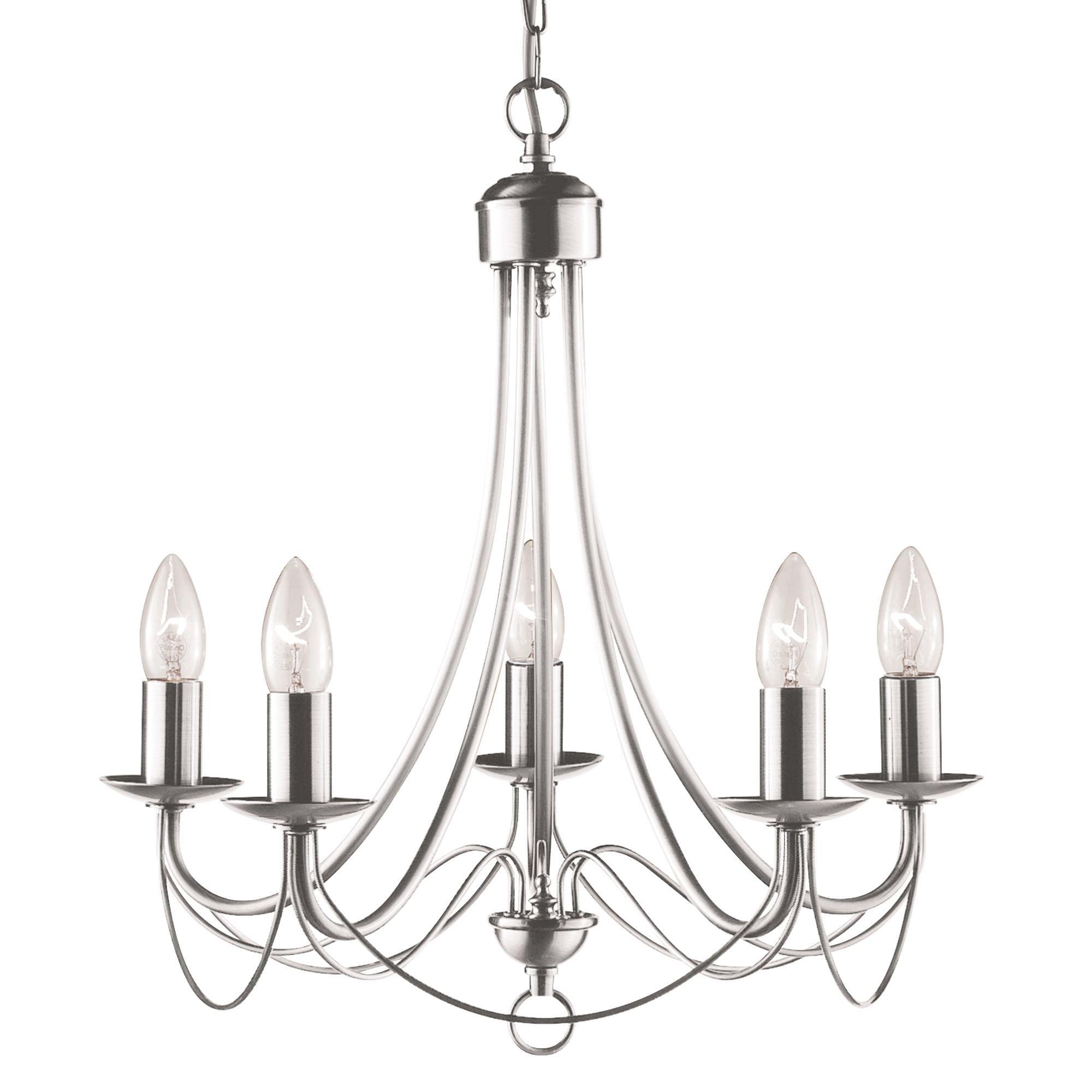 Silver - Lighting Collection - Versaille 5Lt Pendant - Satin Silver Metal - 2