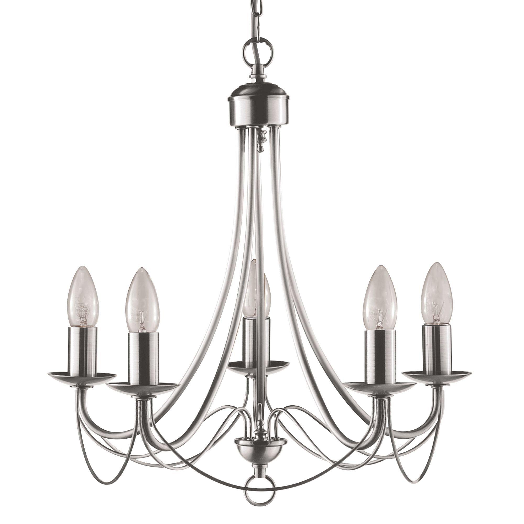 Silver - Lighting Collection - Versaille 5Lt Pendant - Satin Silver Metal - 3