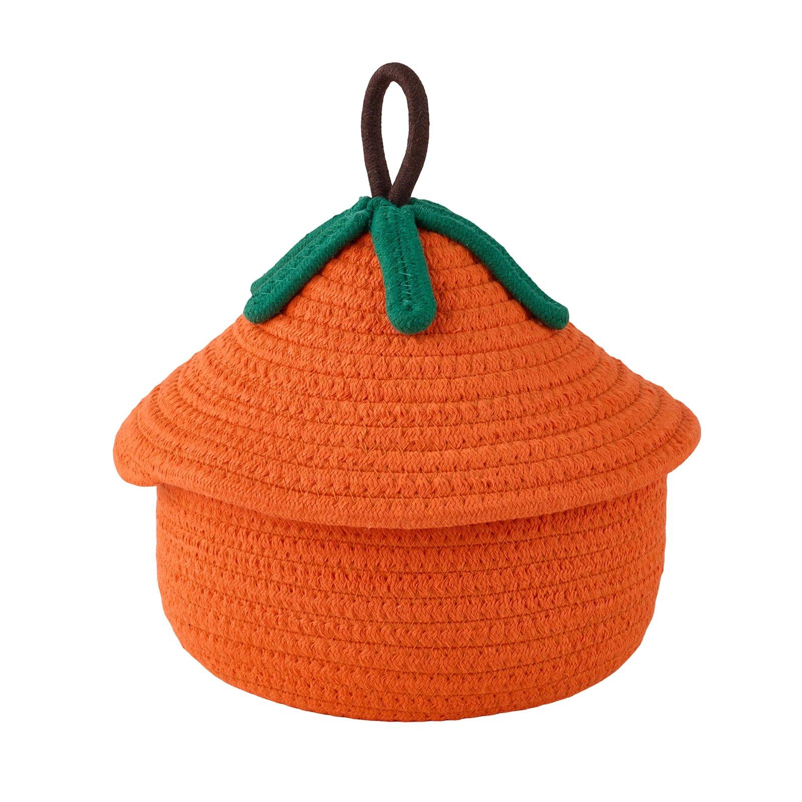 Orange - LIFE IDEAS - Set of 2 Pumpkin Cotton Rope Storage Baskets - 3