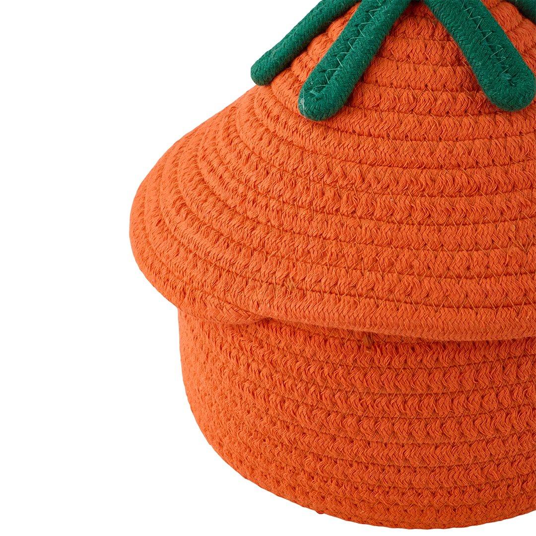 Orange - LIFE IDEAS - Set of 2 Pumpkin Cotton Rope Storage Baskets - 5
