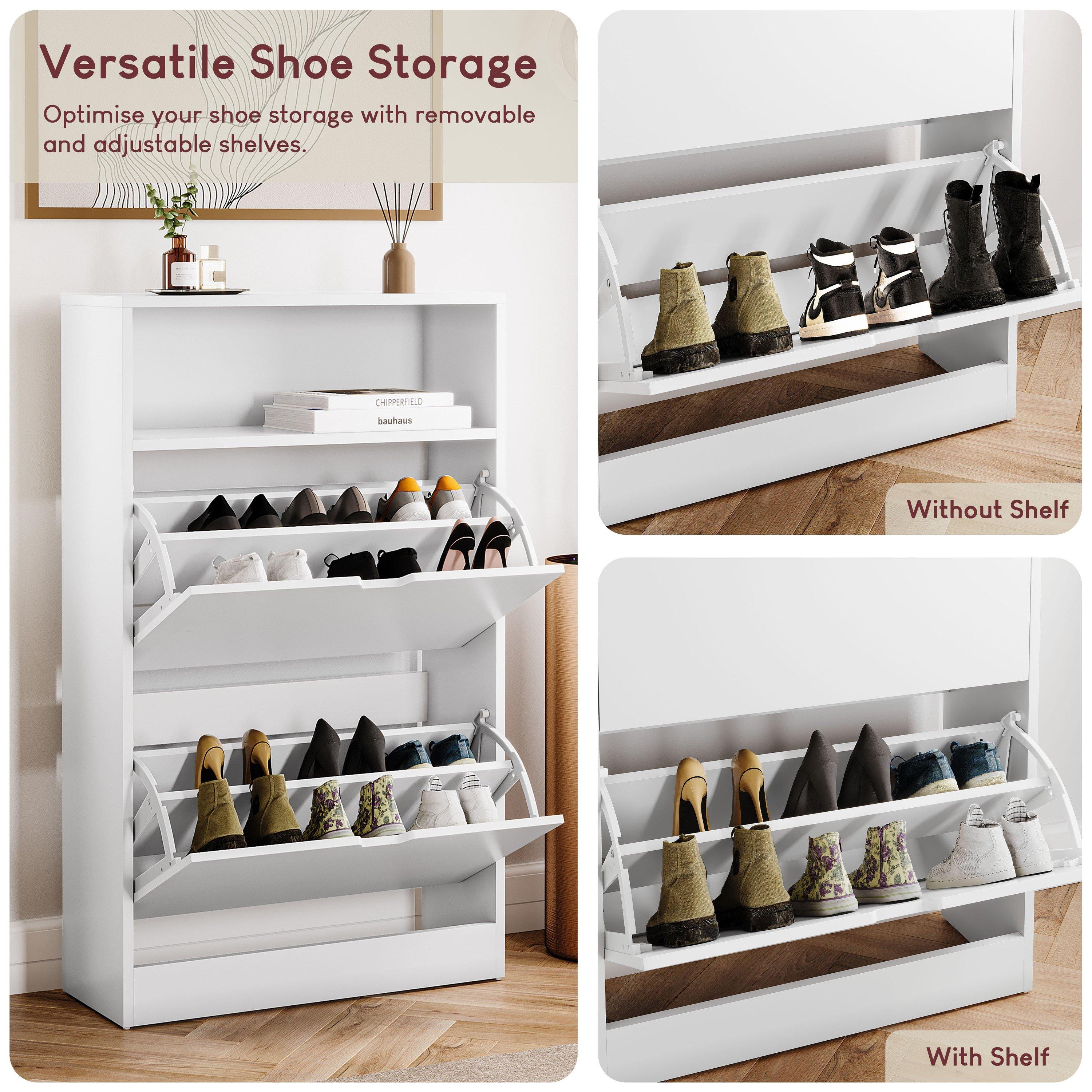 White - Lassic - Vida Designs 2 Drawer Shoe Cabinet With Shelf - 3