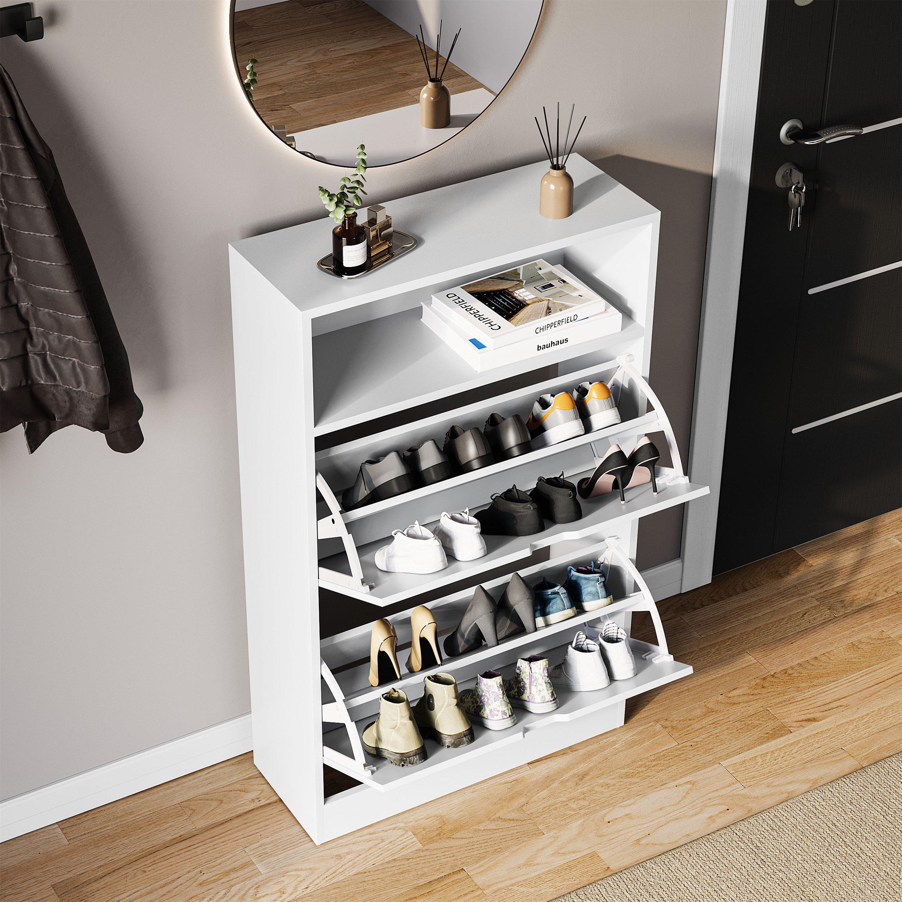 White - Lassic - Vida Designs 2 Drawer Shoe Cabinet With Shelf - 4