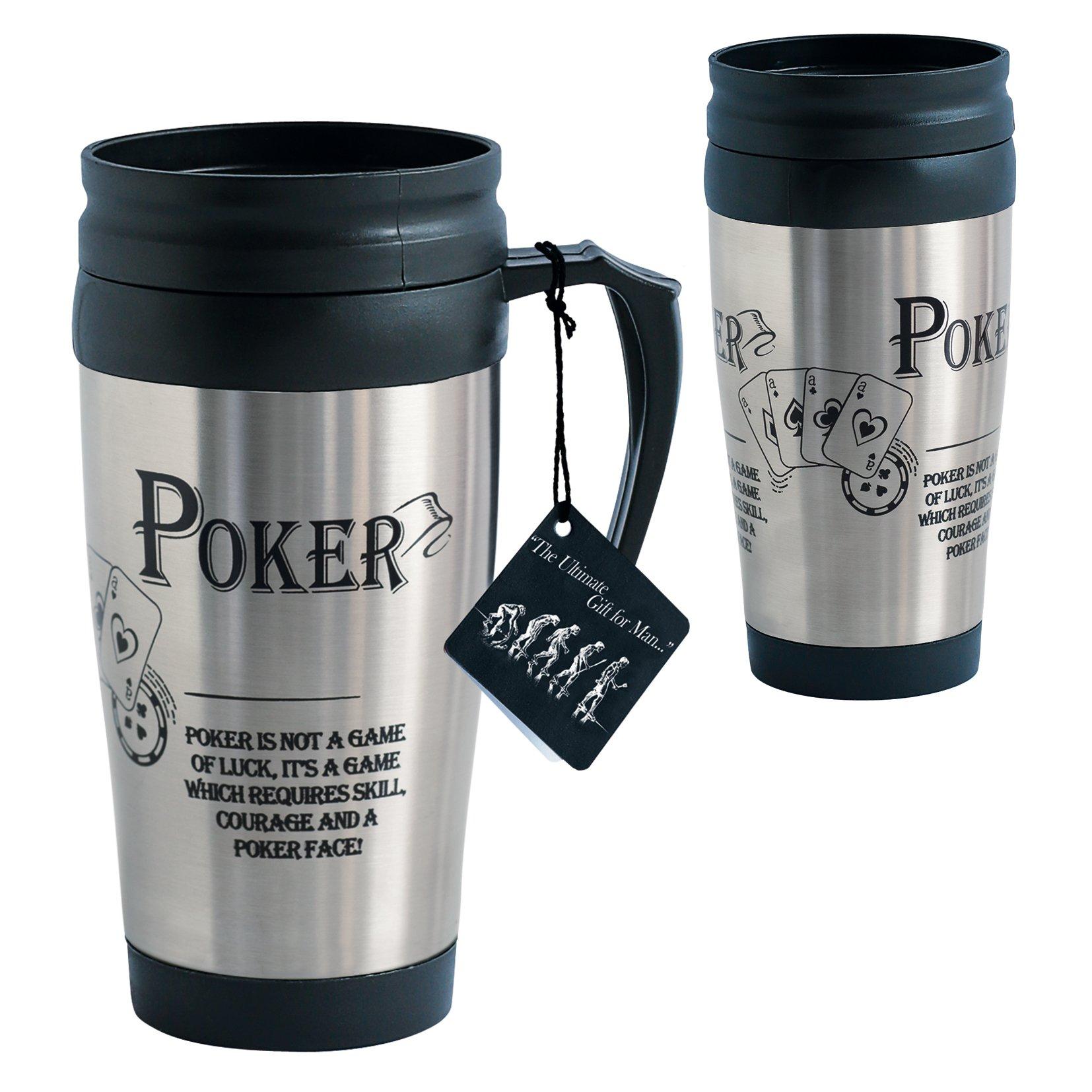 Silver - Ultimate Gift For Man - 8881 - Poker Travel Mug