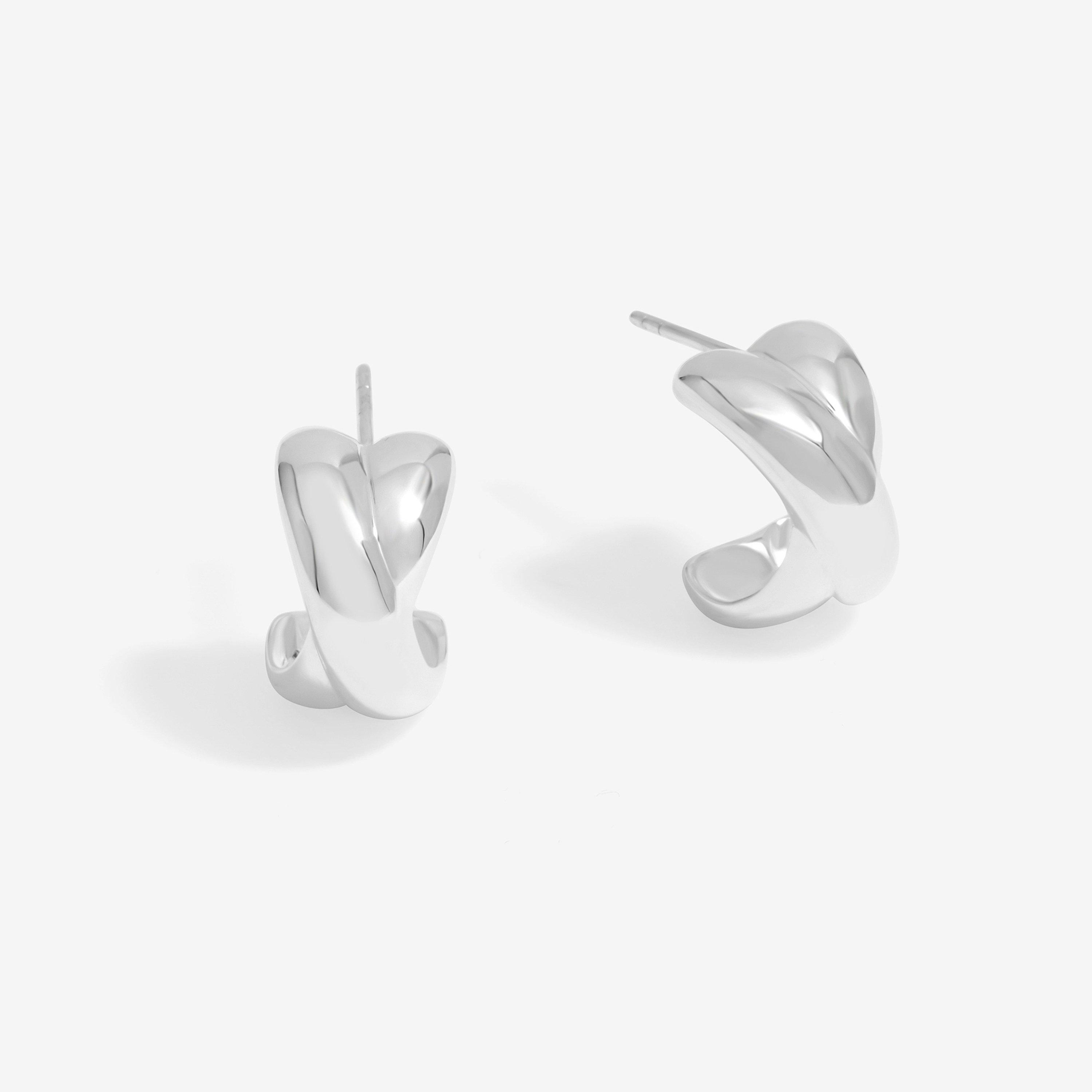 Silver - Simply Silver - Sterling Silver 925 Polished Kiss Hoop Earrings - 1