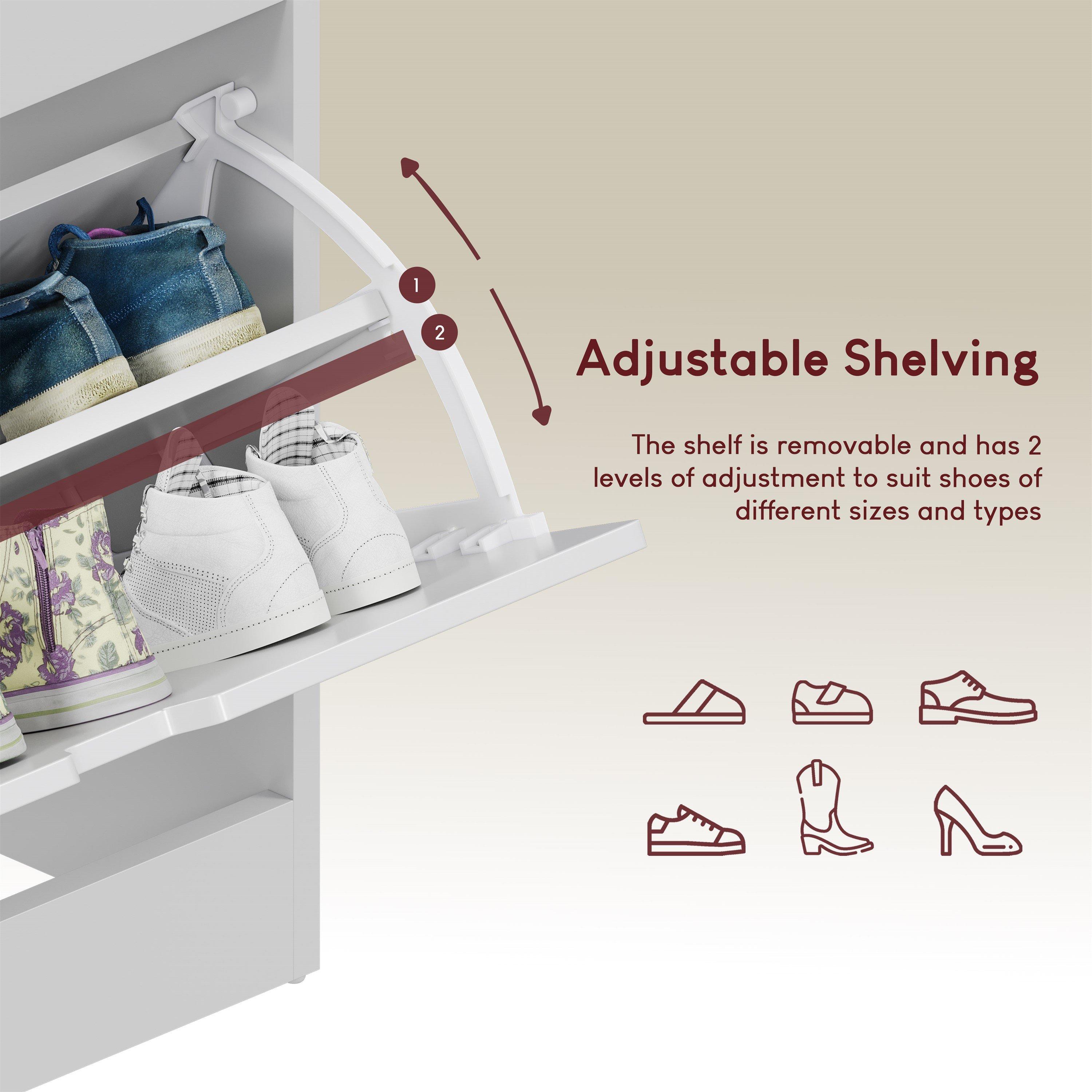 White - Lassic - Vida Designs 3 Drawer Shoe Cabinet With Shelf - 6