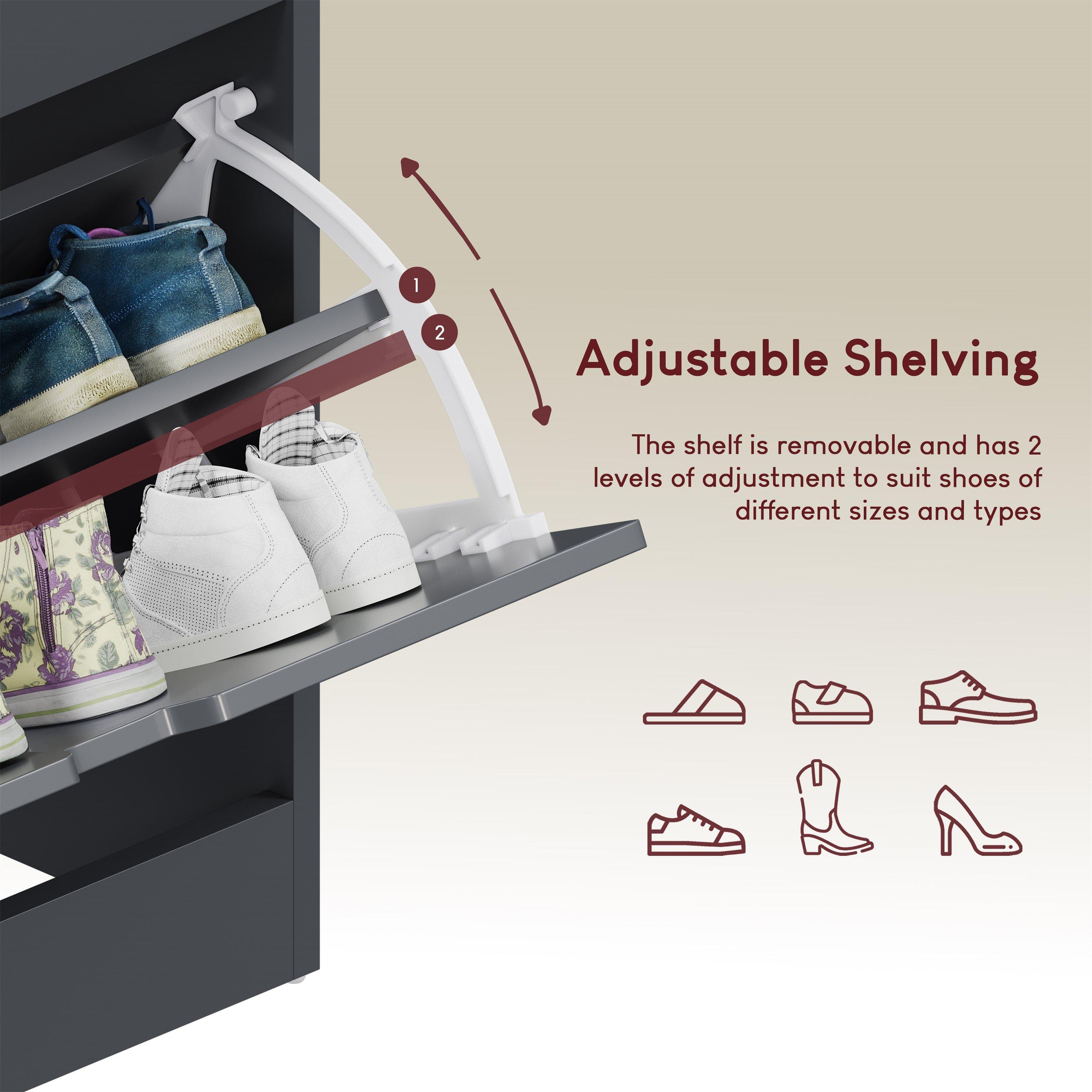 Grey - Lassic - Vida Designs 3 Drawer Shoe Cabinet With Shelf - 6