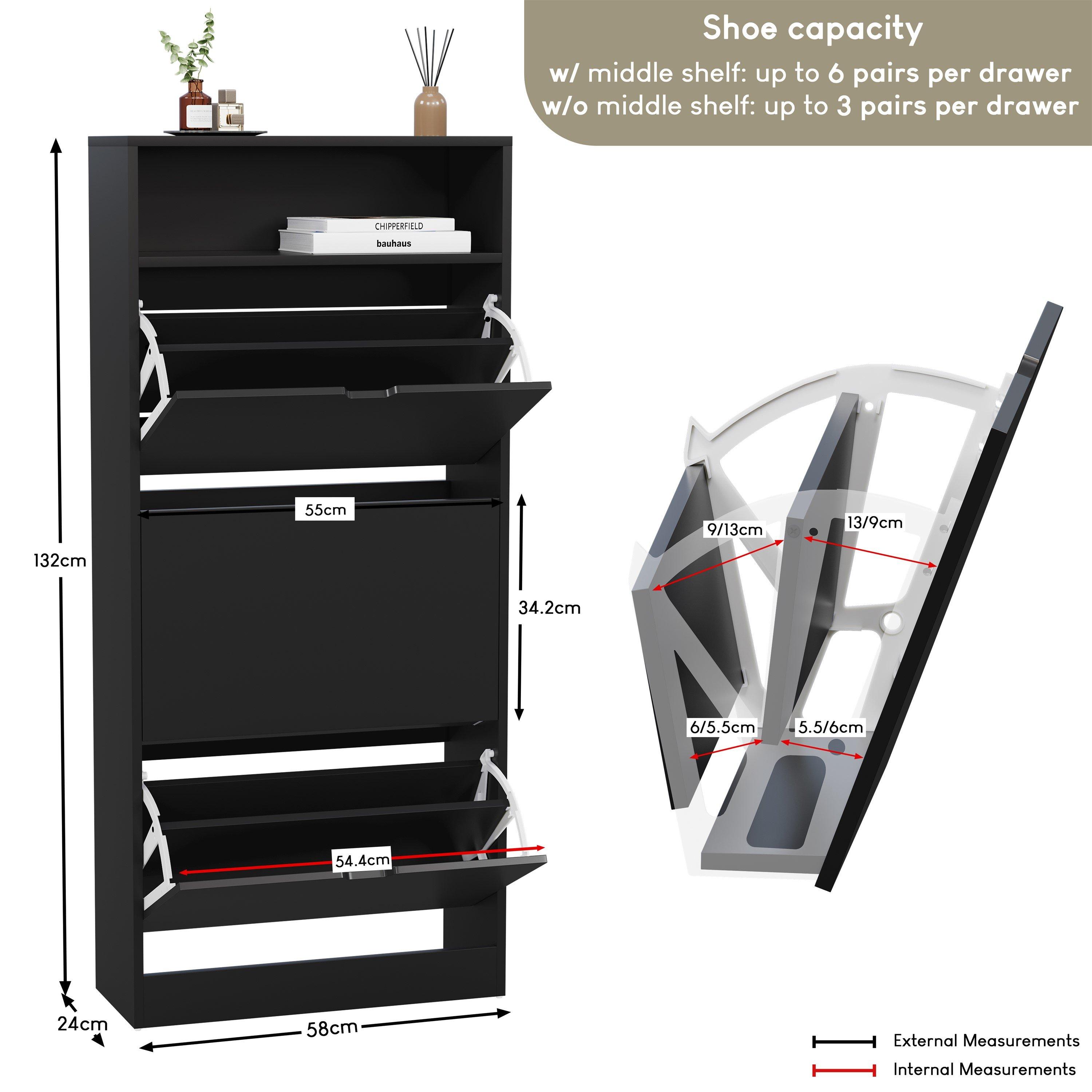 Black - Lassic - Vida Designs 3 Drawer Shoe Cabinet With Shelf - 2