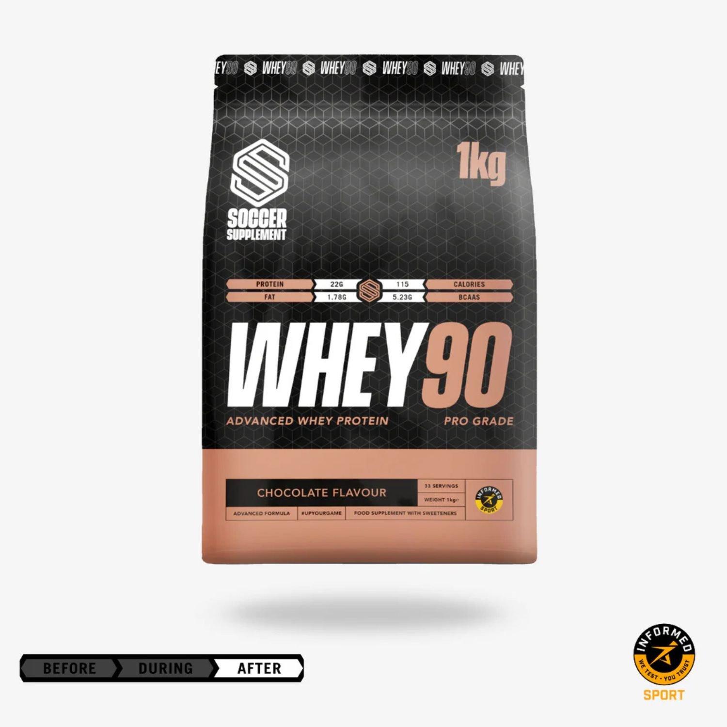 Chocolate - Soccer Supplements - Whey90® - Whey Protein Isolate (1kg)