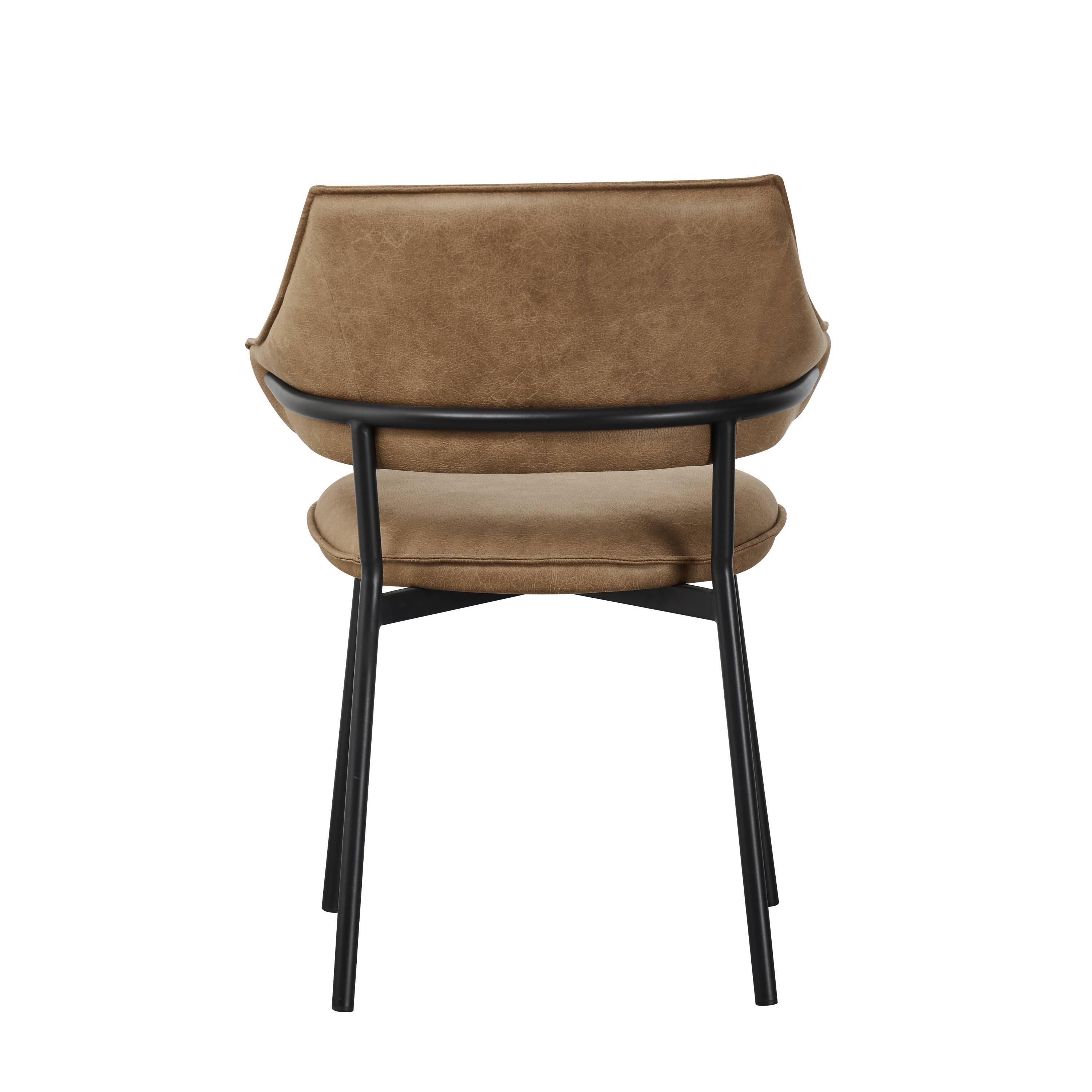 Antique Tan - Shankar - Pair of Geneva Microfibre Antique Tan Dining Chair - 2