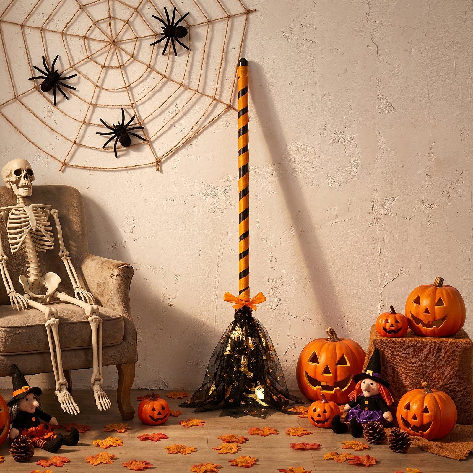 Black/Yellow - LIFE IDEAS - Halloween Witch Broom Prop - 1
