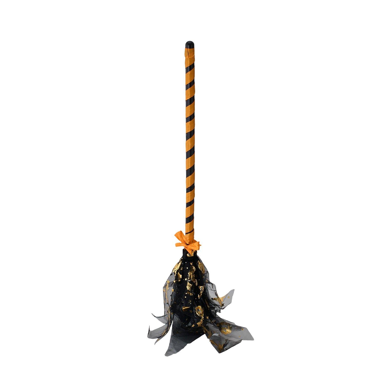 Black/Yellow - LIFE IDEAS - Halloween Witch Broom Prop - 3