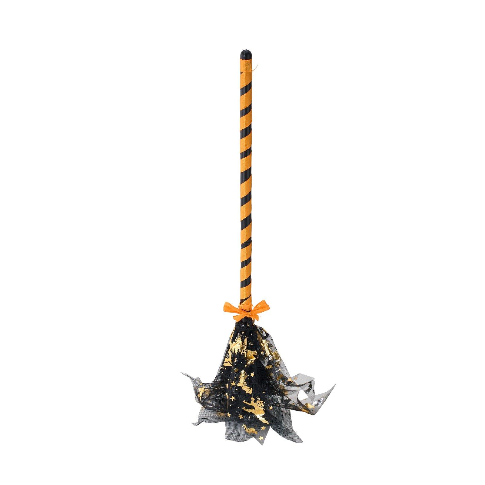 Black/Yellow - LIFE IDEAS - Halloween Witch Broom Prop - 4
