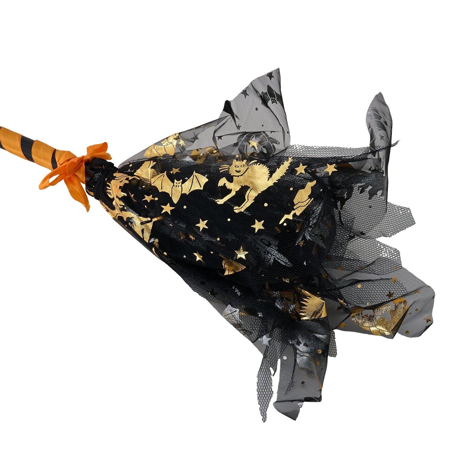 Black/Yellow - LIFE IDEAS - Halloween Witch Broom Prop - 5