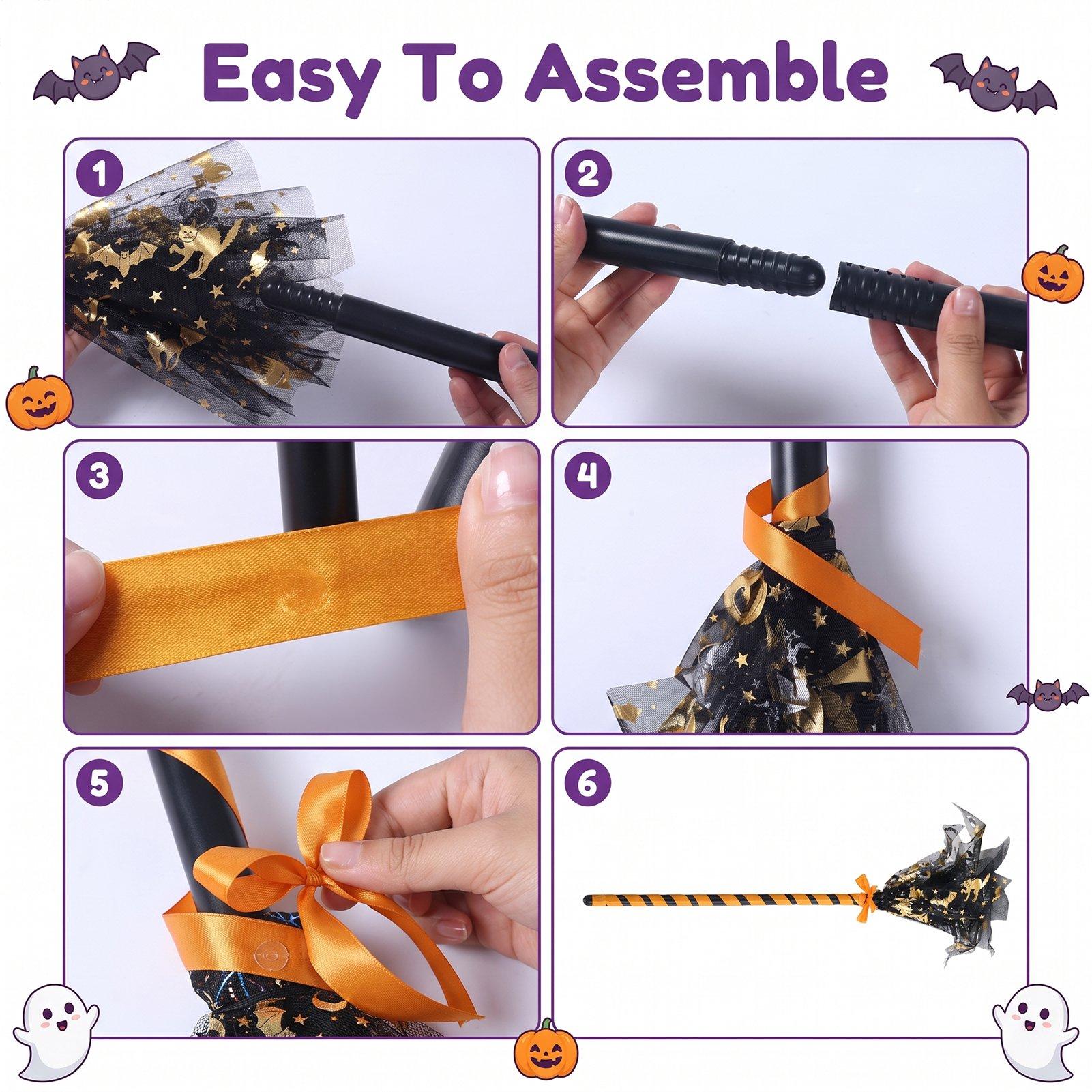 Black/Yellow - LIFE IDEAS - Halloween Witch Broom Prop - 8