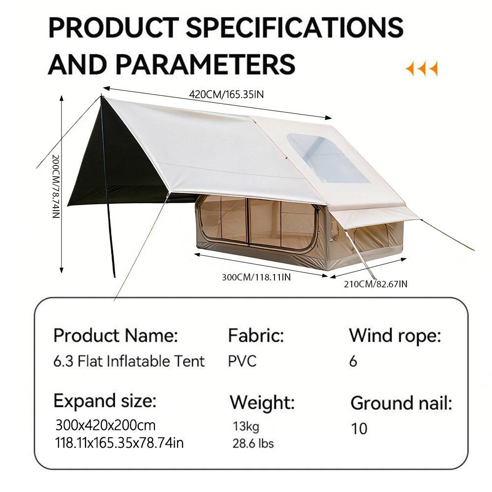 Beige - Breeins - Outdoor Inflatable Camping Tent with Awning and Ha - 2