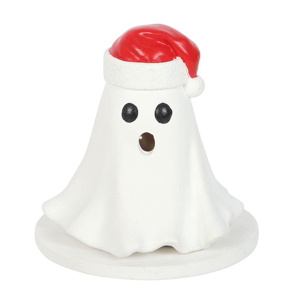 White - Something Different - Ghost with Santa Hat Incense Cone Holder - 3