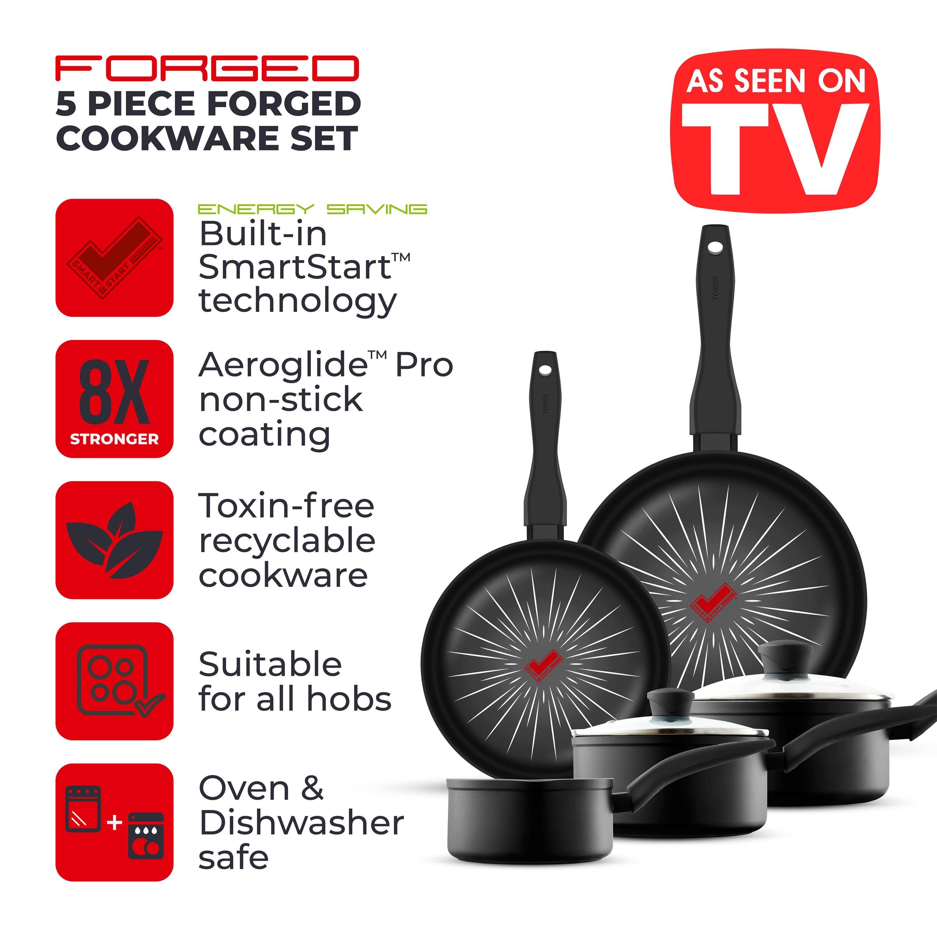 Black - Tower - Smart Start Forged 5pc Cookware Set - 2