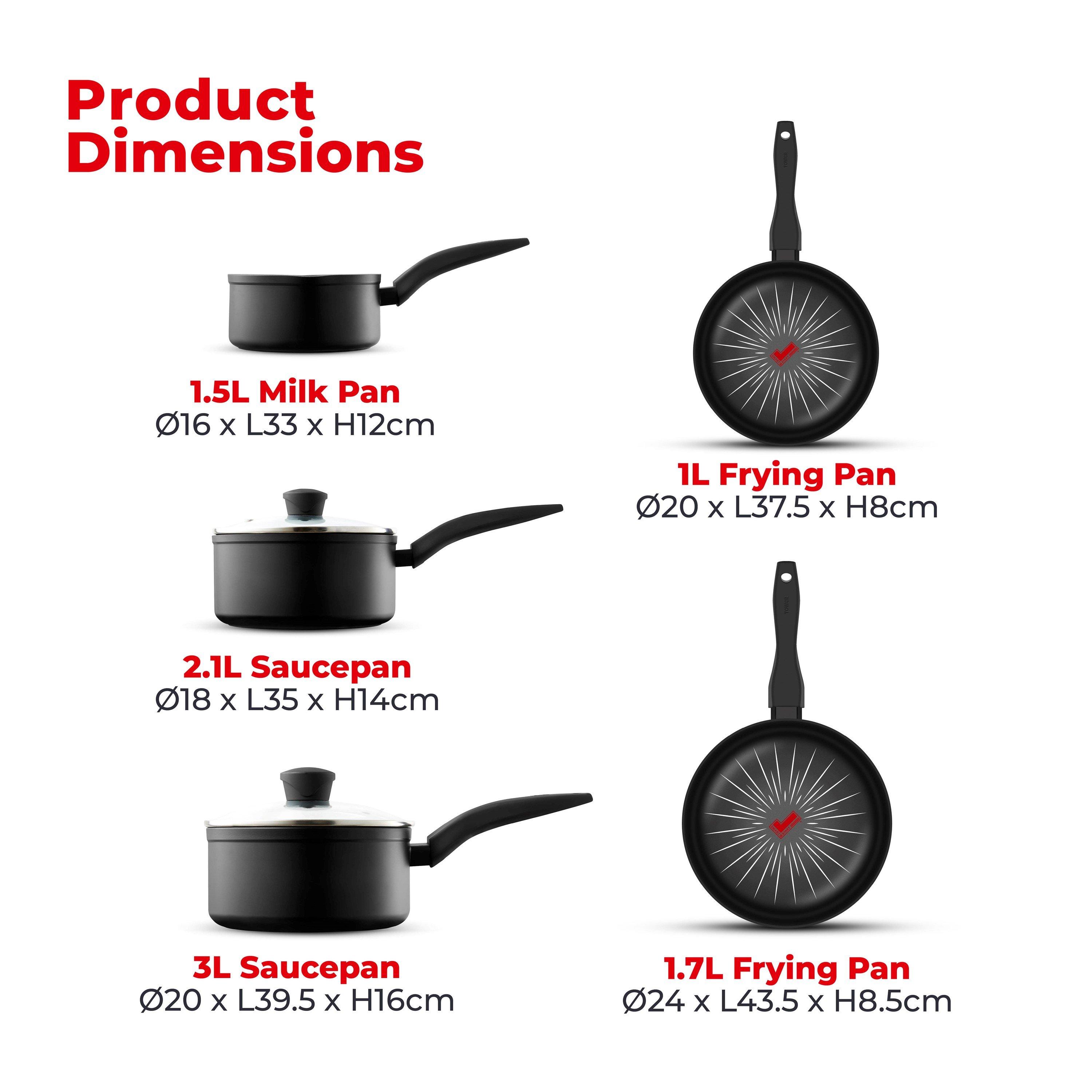 Black - Tower - Smart Start Forged 5pc Cookware Set - 12