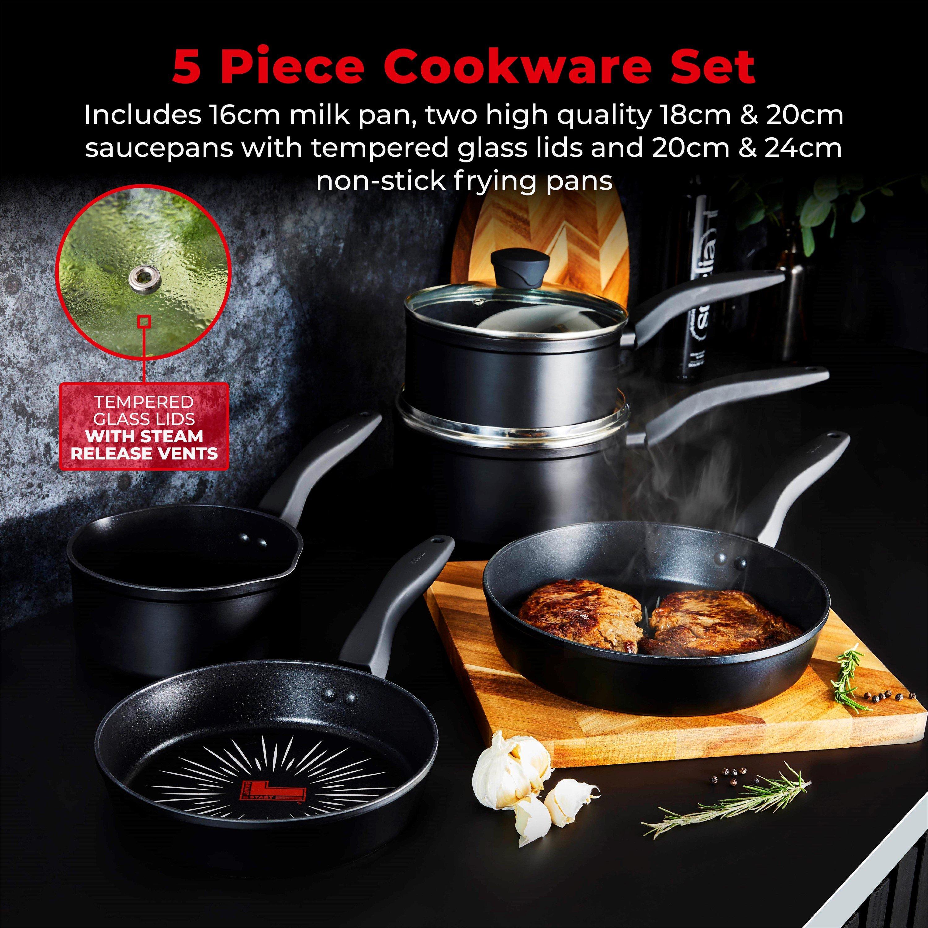 Black - Tower - Smart Start Forged 5pc Cookware Set - 3