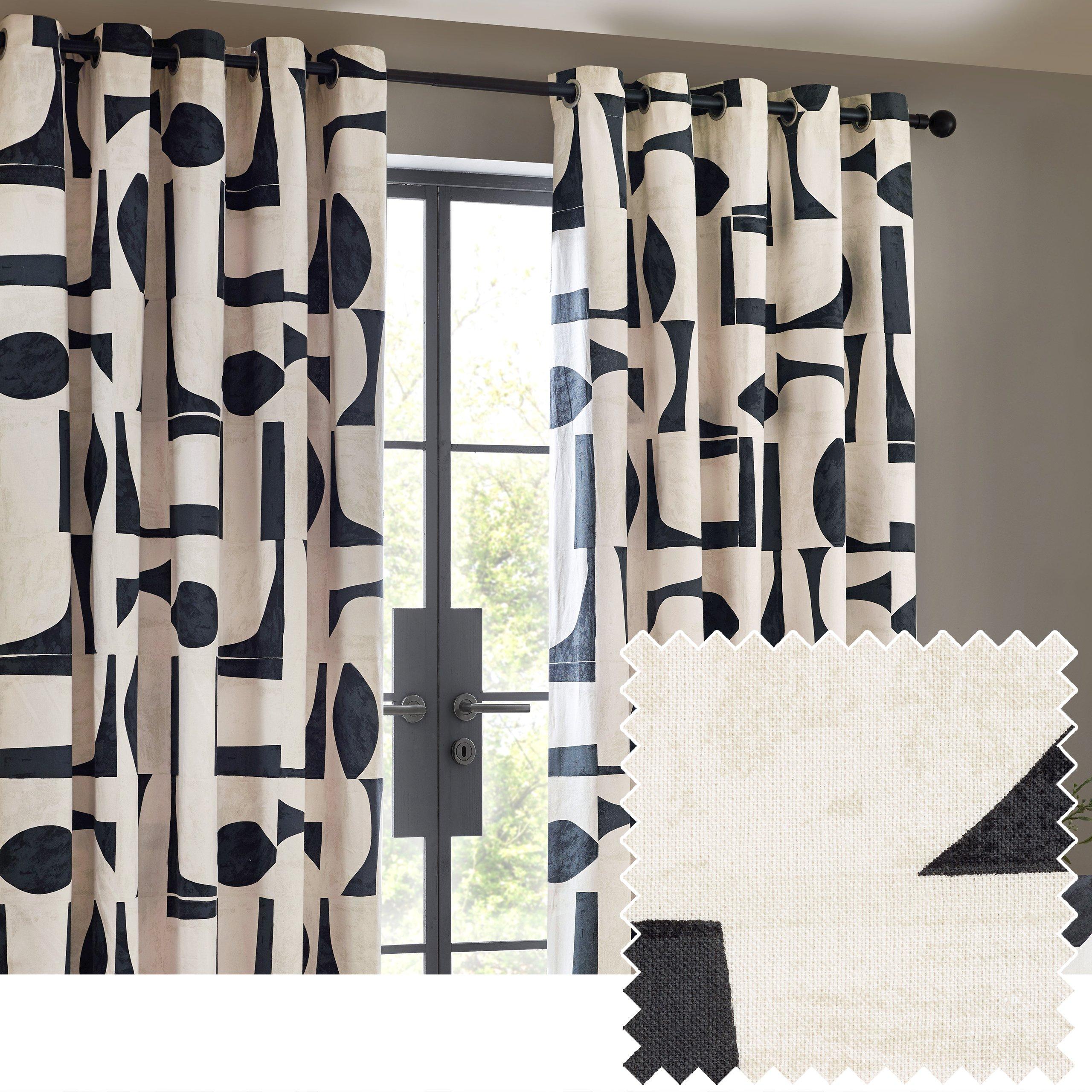 Hoem  Carro Abstract Eyelet Curtains - Dusk - 117 x 183c