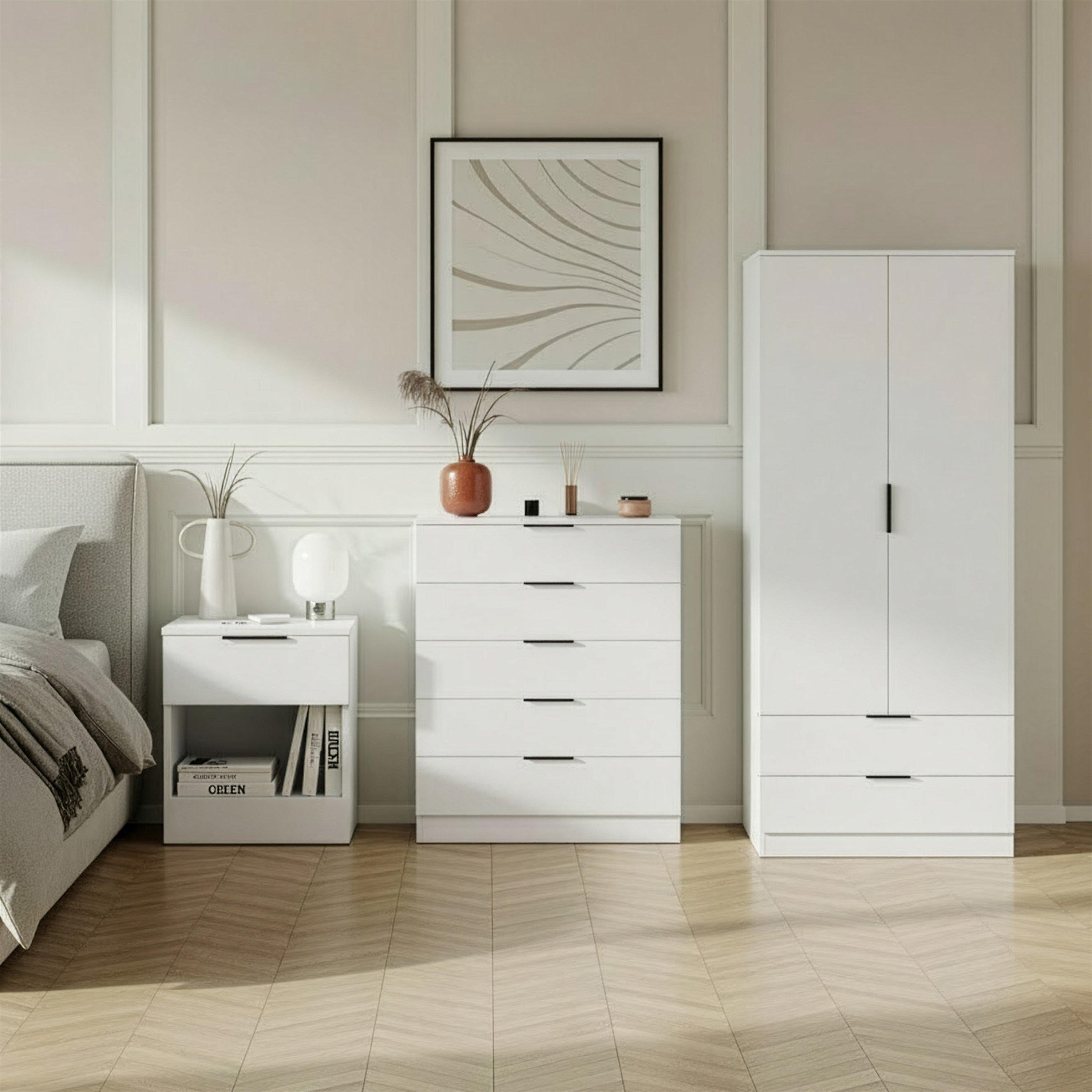 Lassic  Vida Designs Trega 3 Piece Bedroom Set 4 - White - 3 Piece