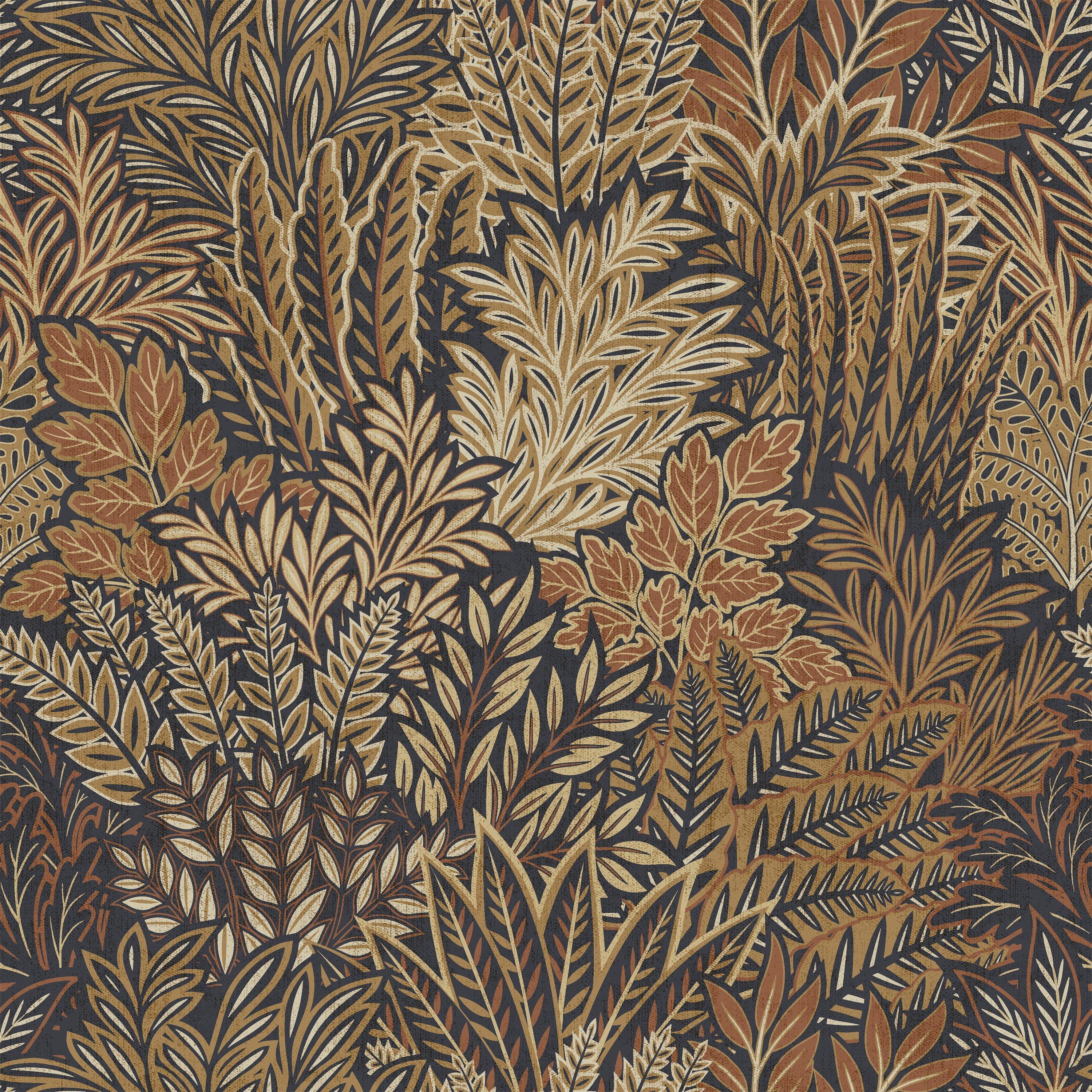 Arthouse  Illustrated Foliage Rust Wallpaper - Orange