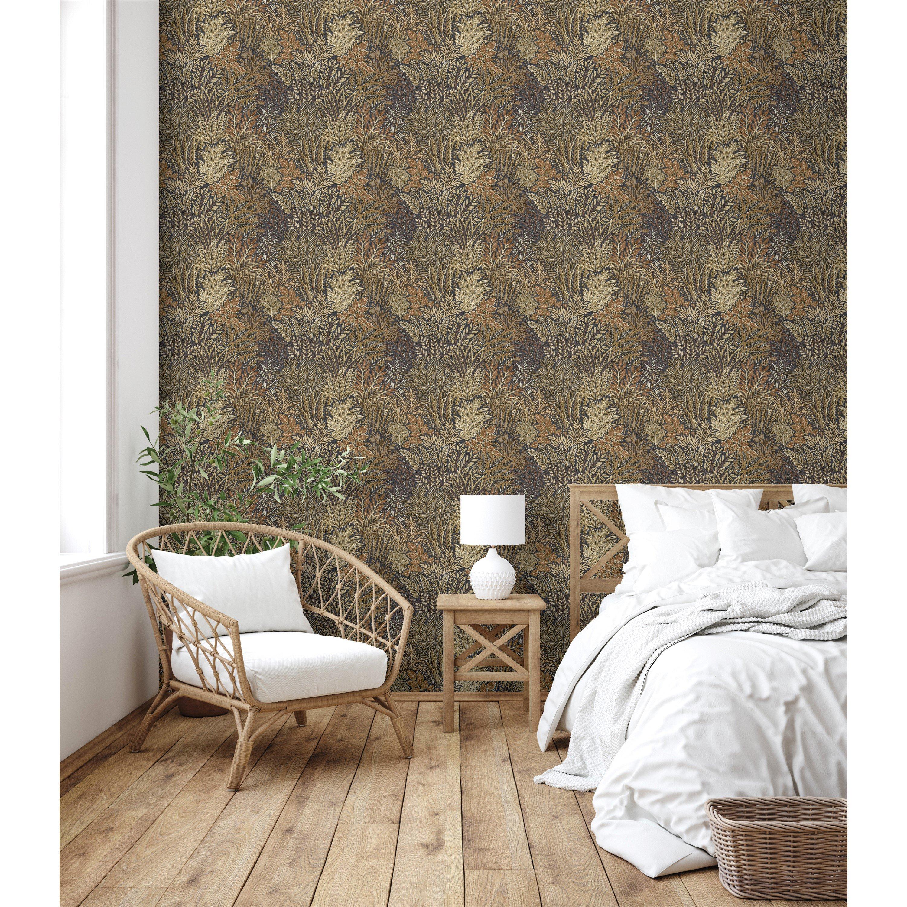 Orange - Arthouse - Illustrated Foliage Rust Wallpaper - 3