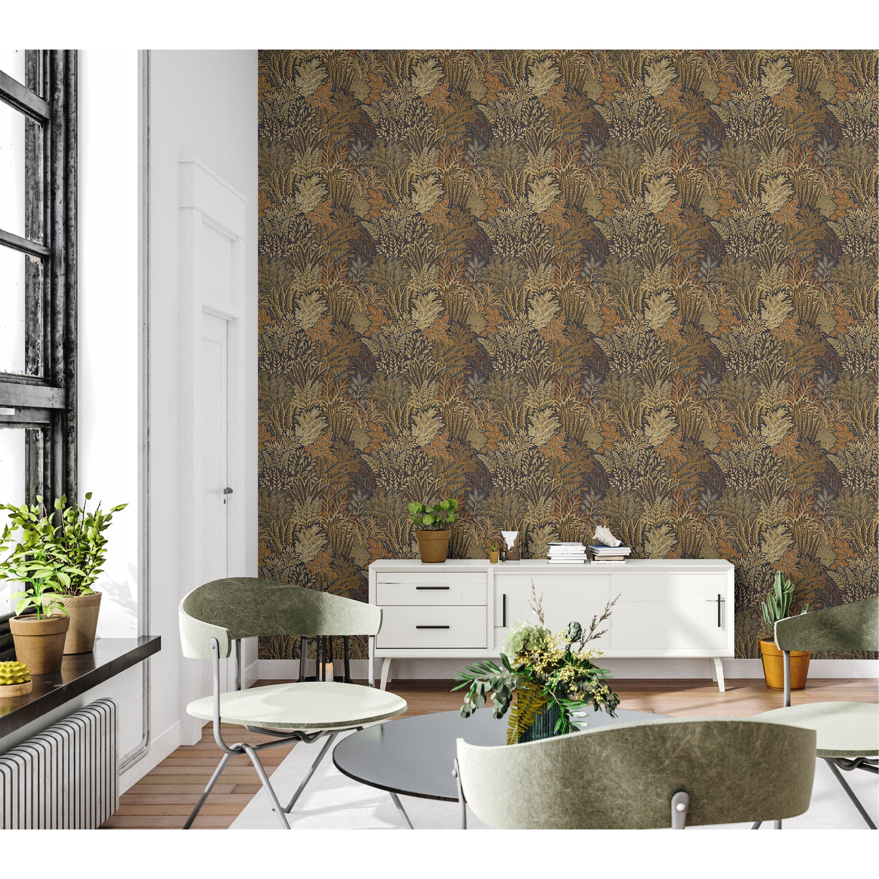 Orange - Arthouse - Illustrated Foliage Rust Wallpaper - 4