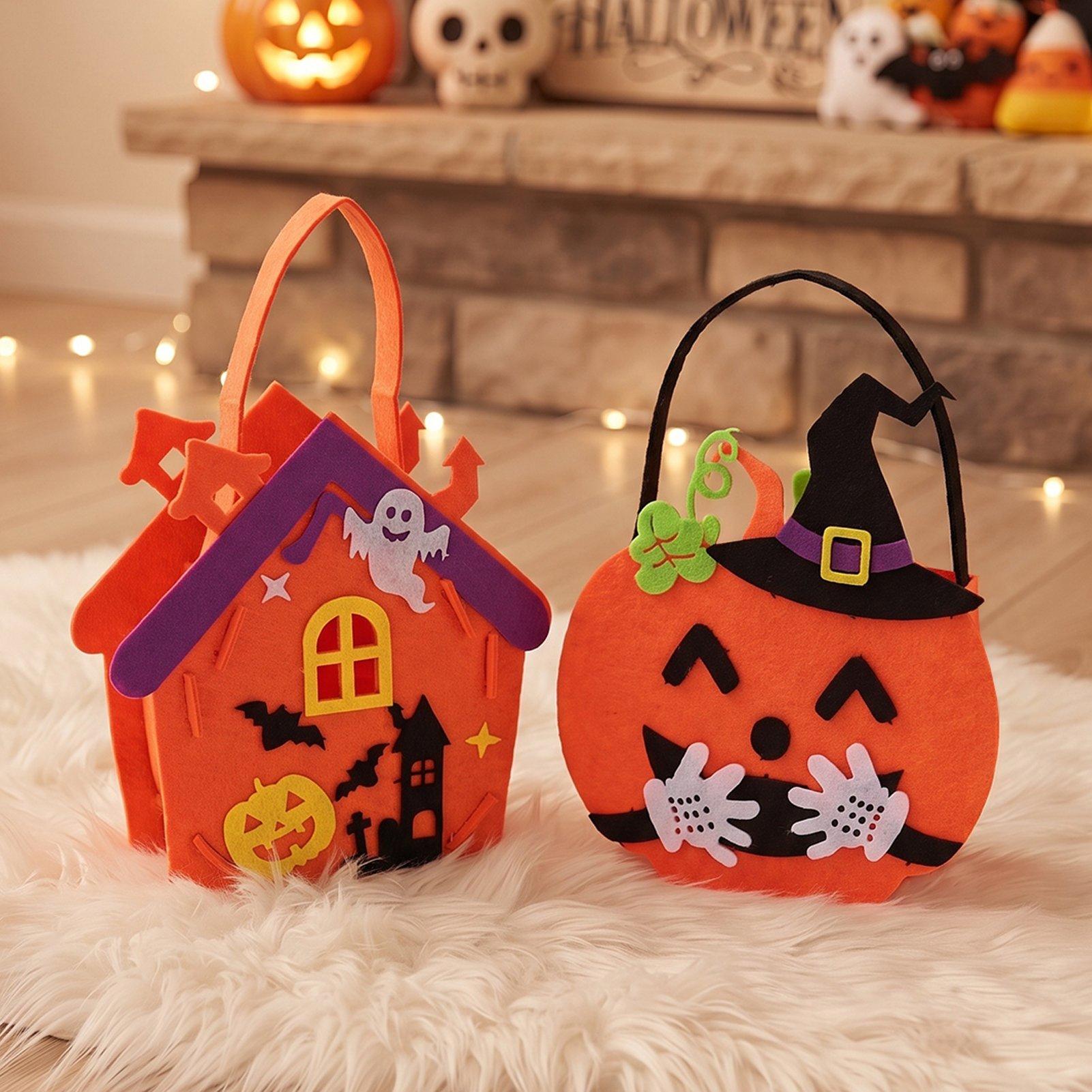 Orange - LIFE IDEAS - 2 Pack Halloween Felt Trick or Treat Bags - 1