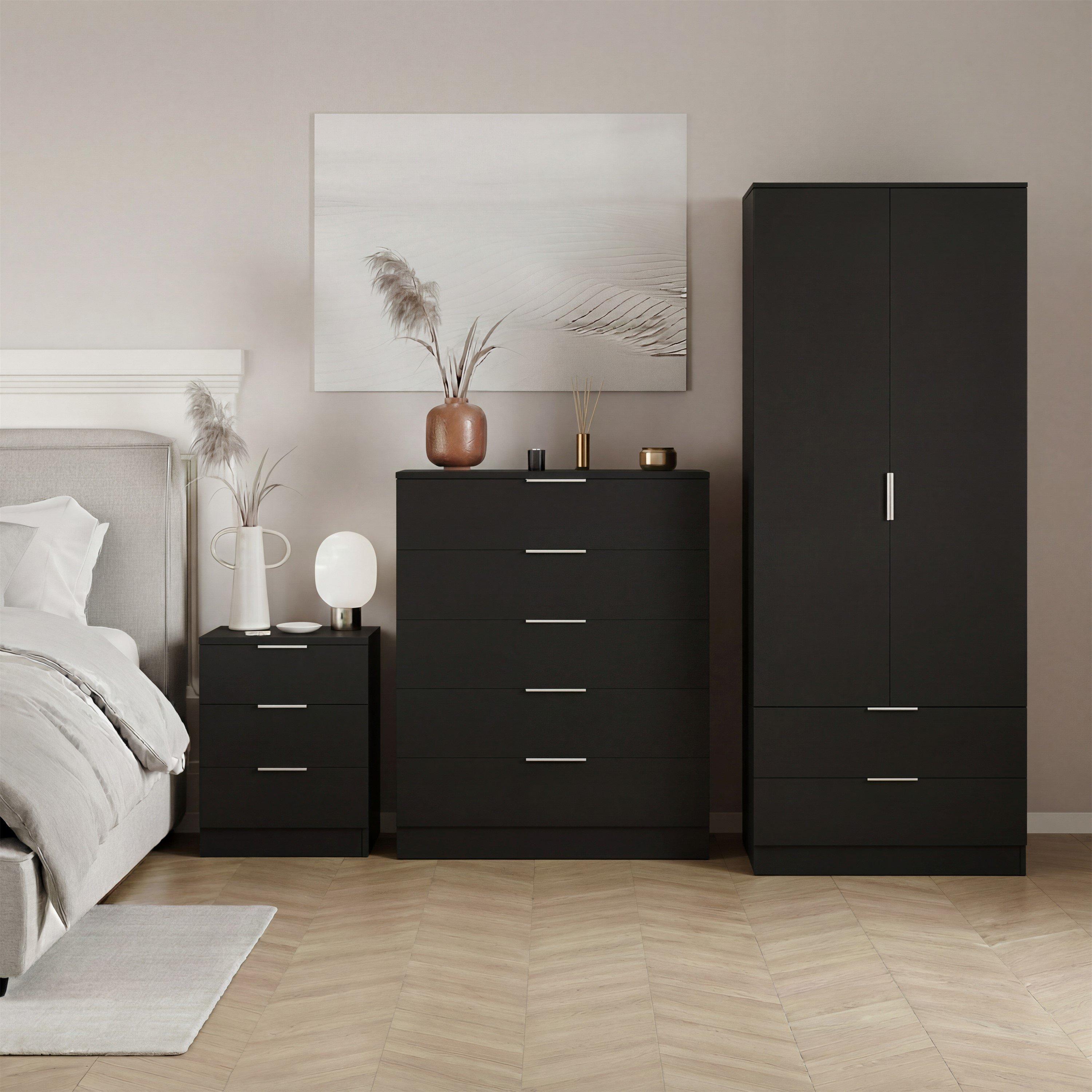 Lassic  Vida Designs Trega 3 Piece Bedroom Set 6 - Black - 3 Piece