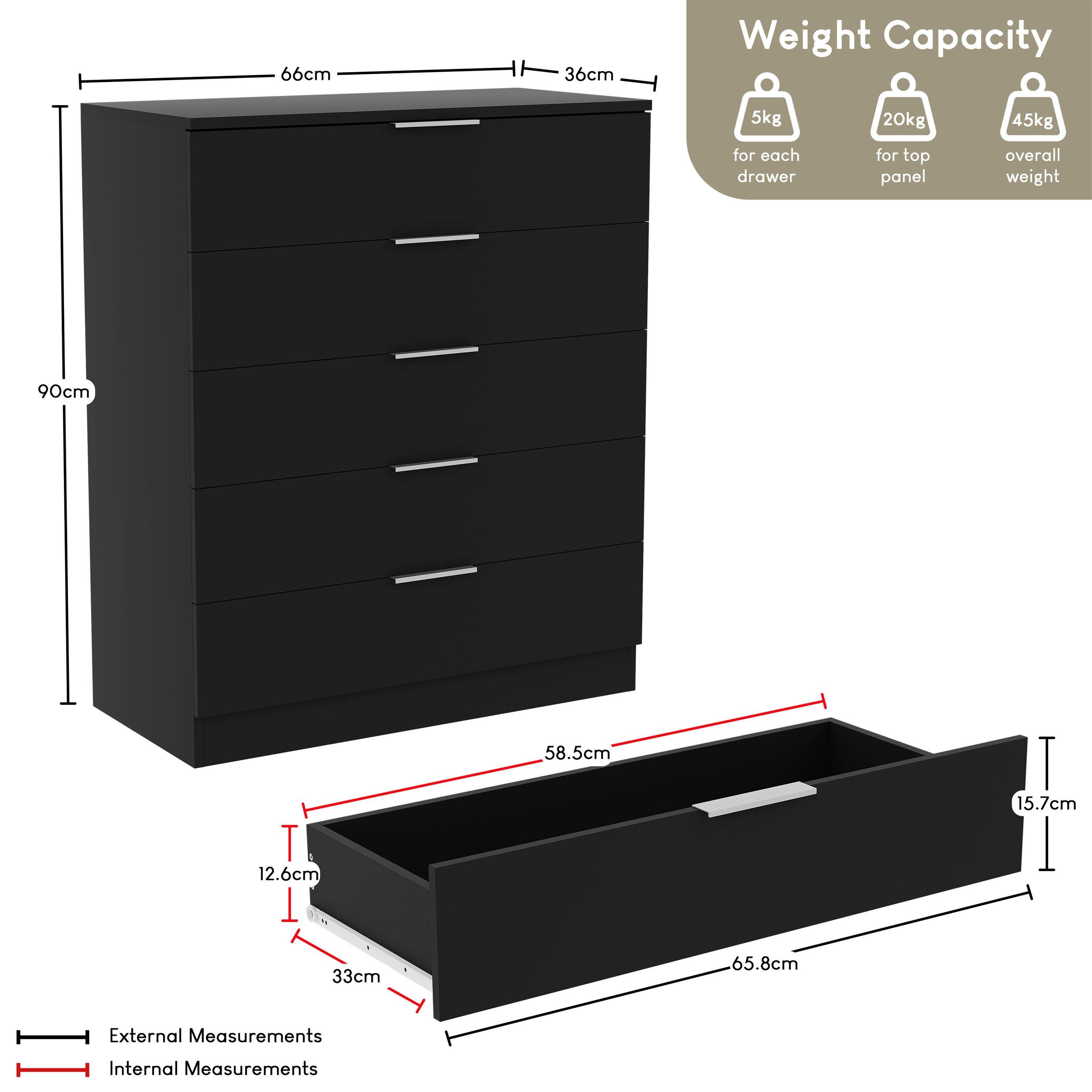 Black - Lassic - Vida Designs Trega 3 Piece Bedroom Set 6 - 6