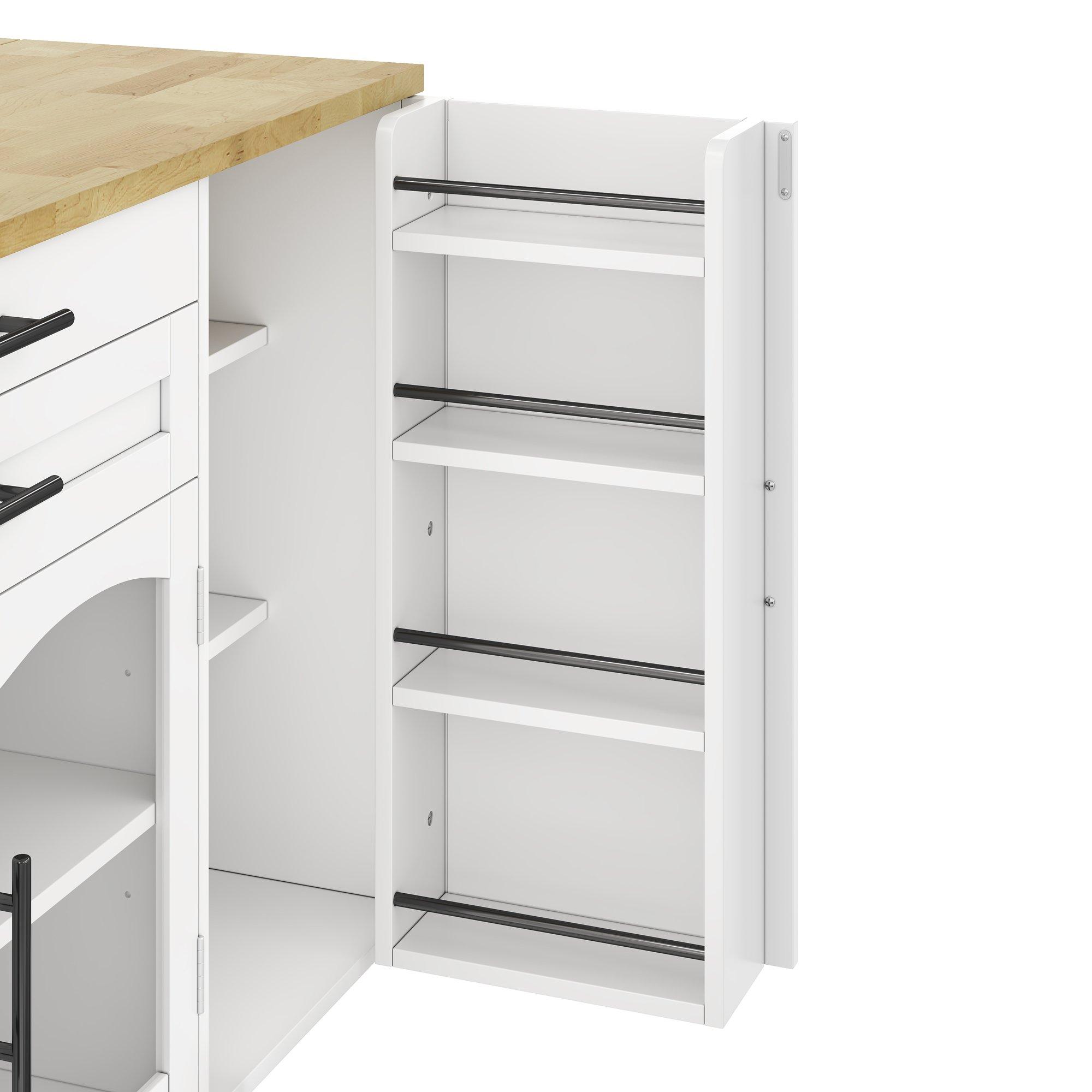 White/Oak - Urban Meuble - Mobile Kitchen Island Trolley with Foldable Top - 15