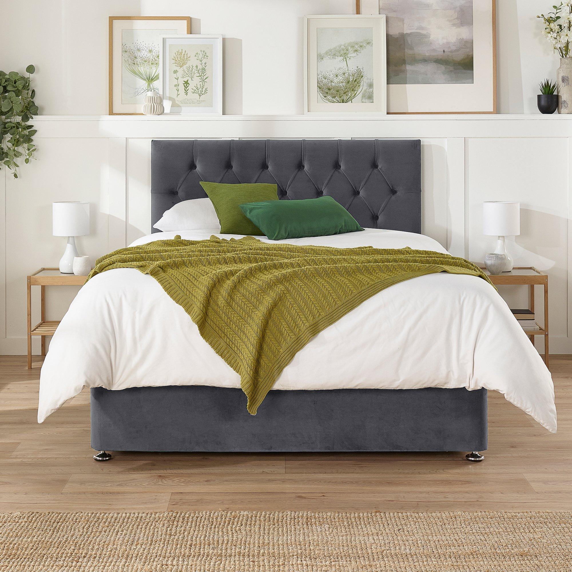 Grey - Aspire - Olivier Divan and Ortho Mattress 2 Drawers - 1