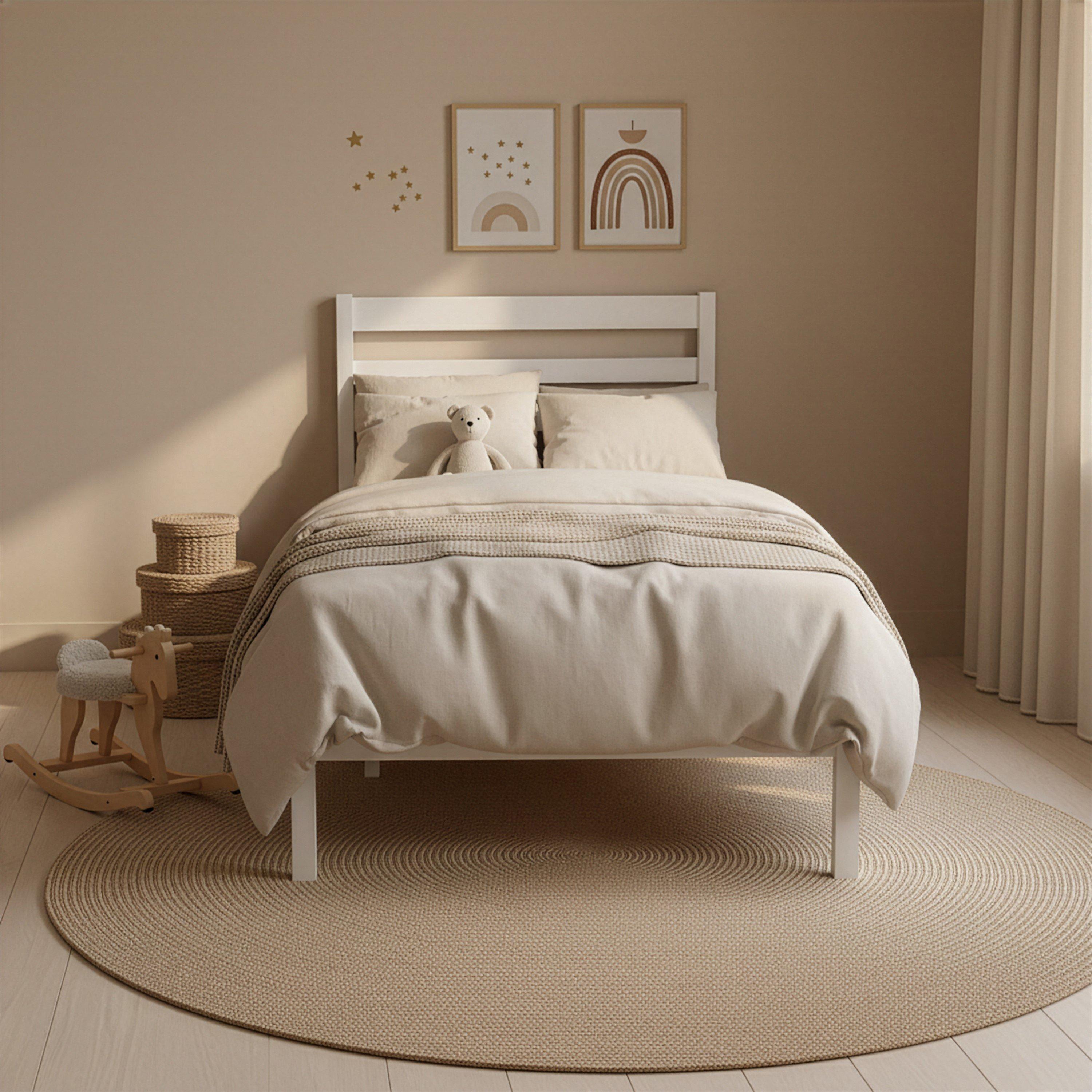 White - Lassic - Libra Kids Single Wooden Bed & Mattress Set - 3